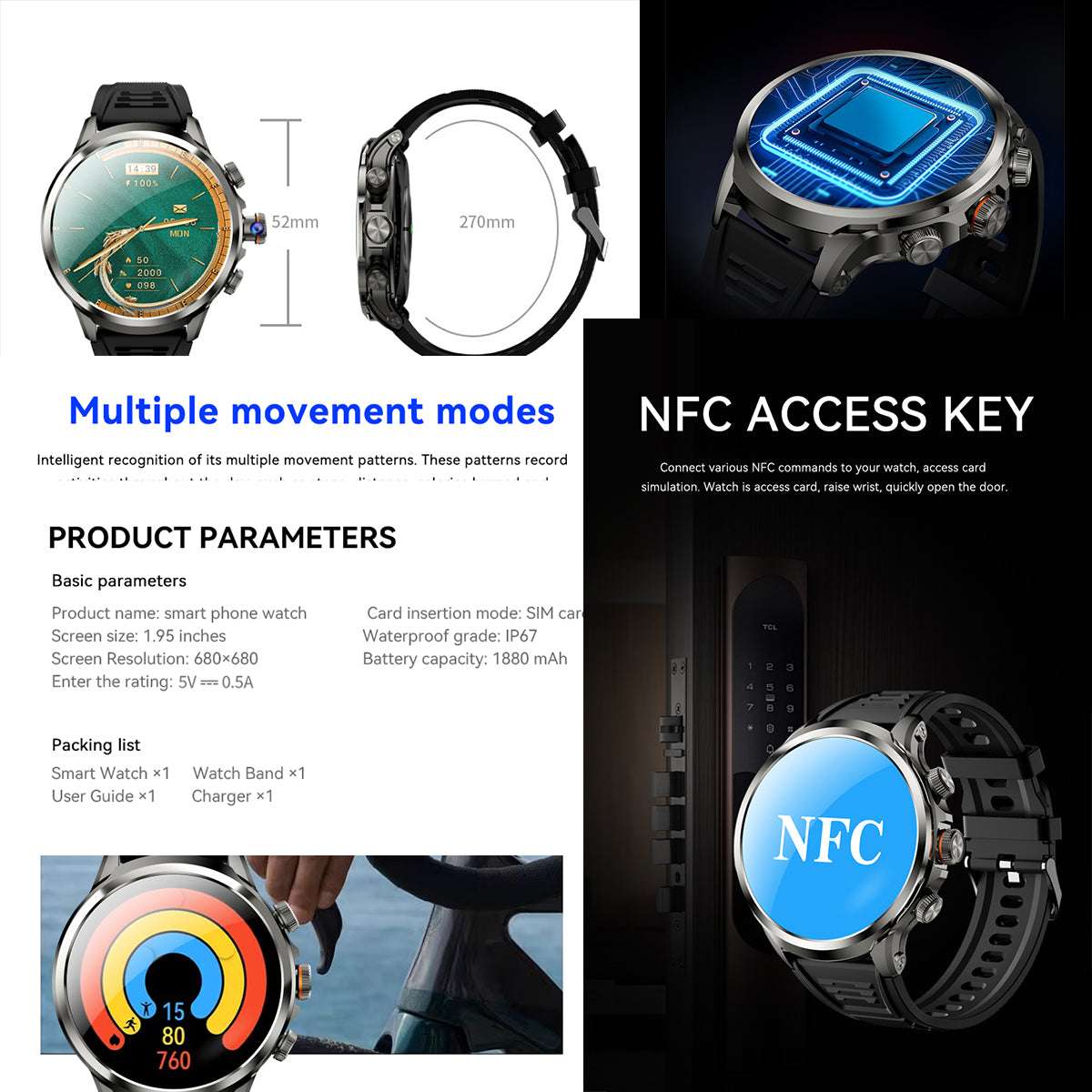 ETERNITY Cellular Smart Watch with SIM Card & HD Camera – WIFI, GPS, Heart Rate & SpO₂ Monitoring