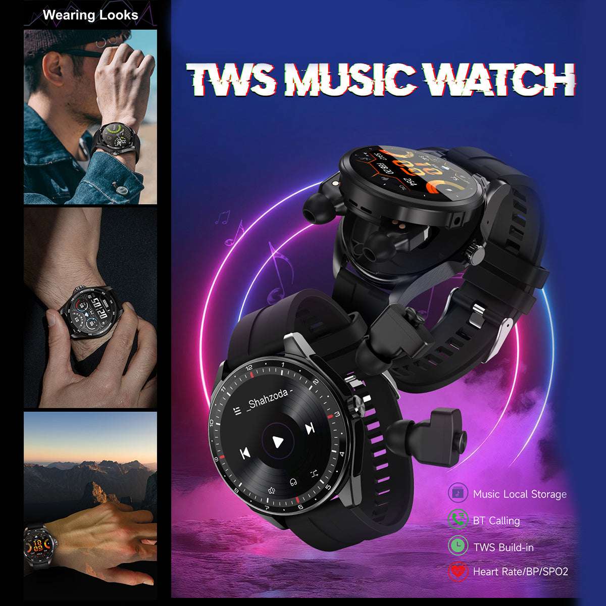 ETERNITY 2-in-1 Smart Watch With Earbuds – 320mAh Power Bank, 3H Playtime & Voice Assistant