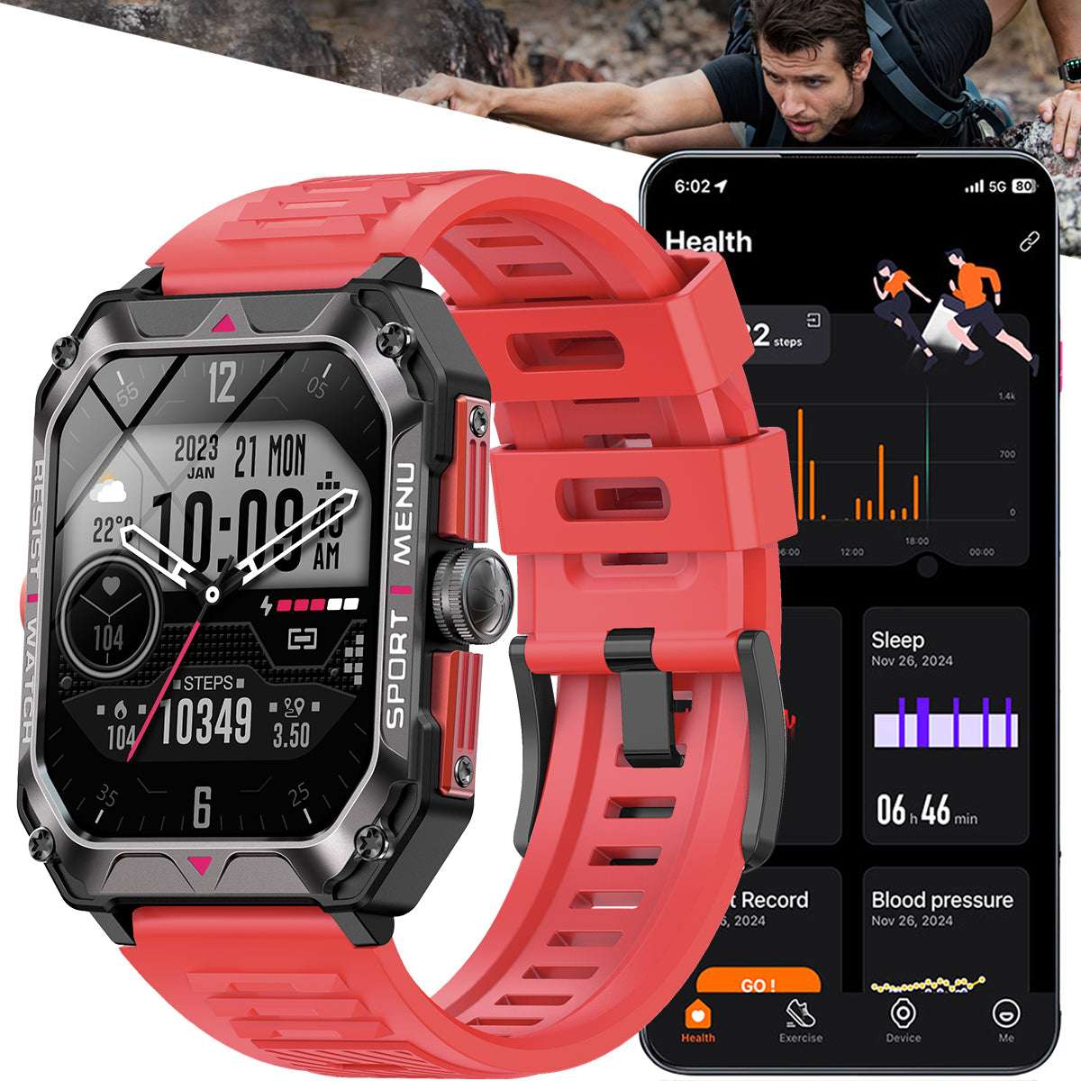 ETERNITY Outdoor Smart Watch – IP67 Waterproof, Heart Rate Monitoring & Fitness Tracker for Men & Women