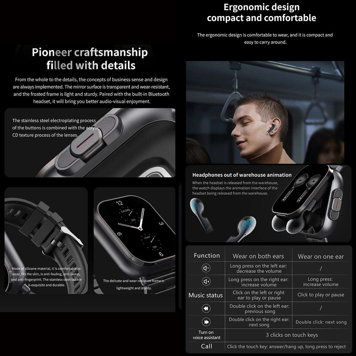 ETERNITY 2-in-1 Smart Watch with Earphones – 2.01” TFT Screen, NFC Payment, Magnetic Charging, 15-Day Standby & Multi-Sport M