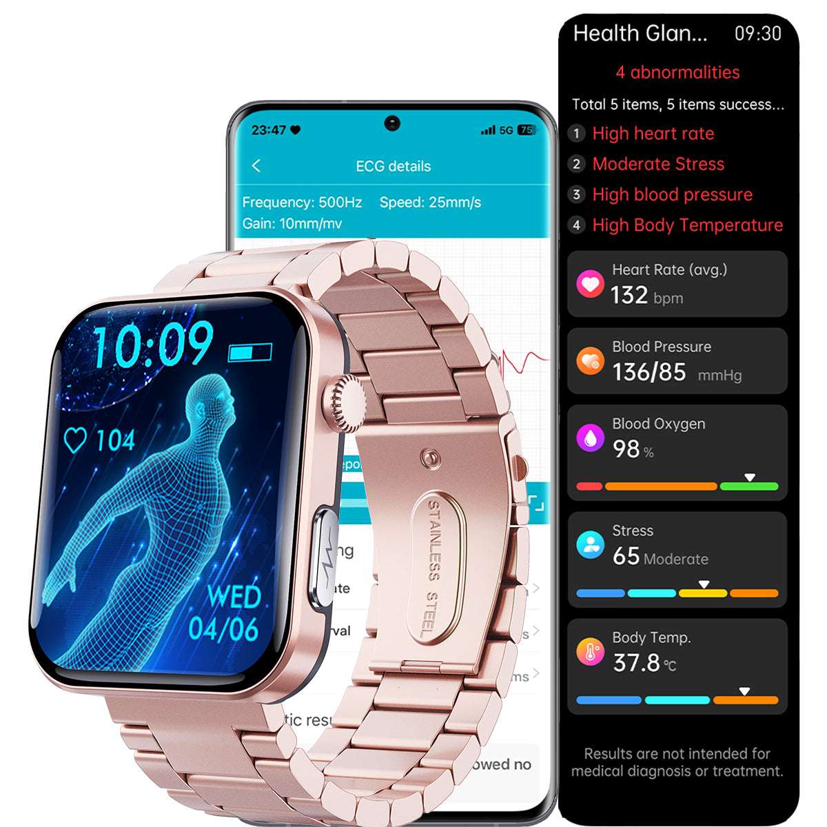 ETERNITY ECG Smart Watch – ECG Measurement, Touchscreen, Sport Health Monitoring & Compass, iOS Compatible - Fitness Tracker