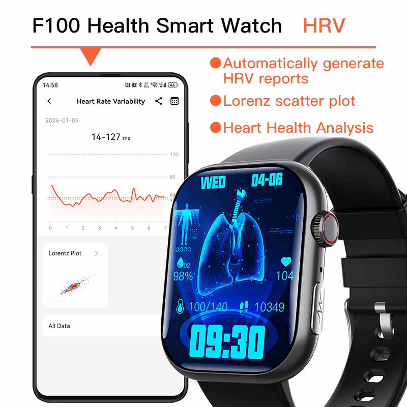 ETERNITY ECG Smart Watch – Heart Rate Monitor, Fall Alarm, Call & Music Features, IP67 Waterproof, iOS Compatible