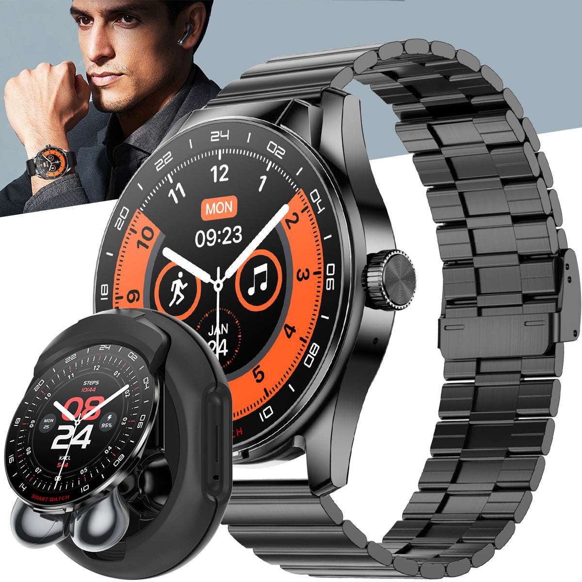 ETERNITY Smart Watch with Earbuds – TFT Screen, 20 Sports Modes & Custom Dial, Bluetooth Call & Weather Alerts