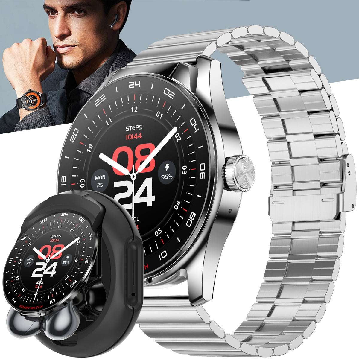 ETERNITY Smart Watch with Earbuds – TFT Screen, 20 Sports Modes & Custom Dial, Bluetooth Call & Weather Alerts