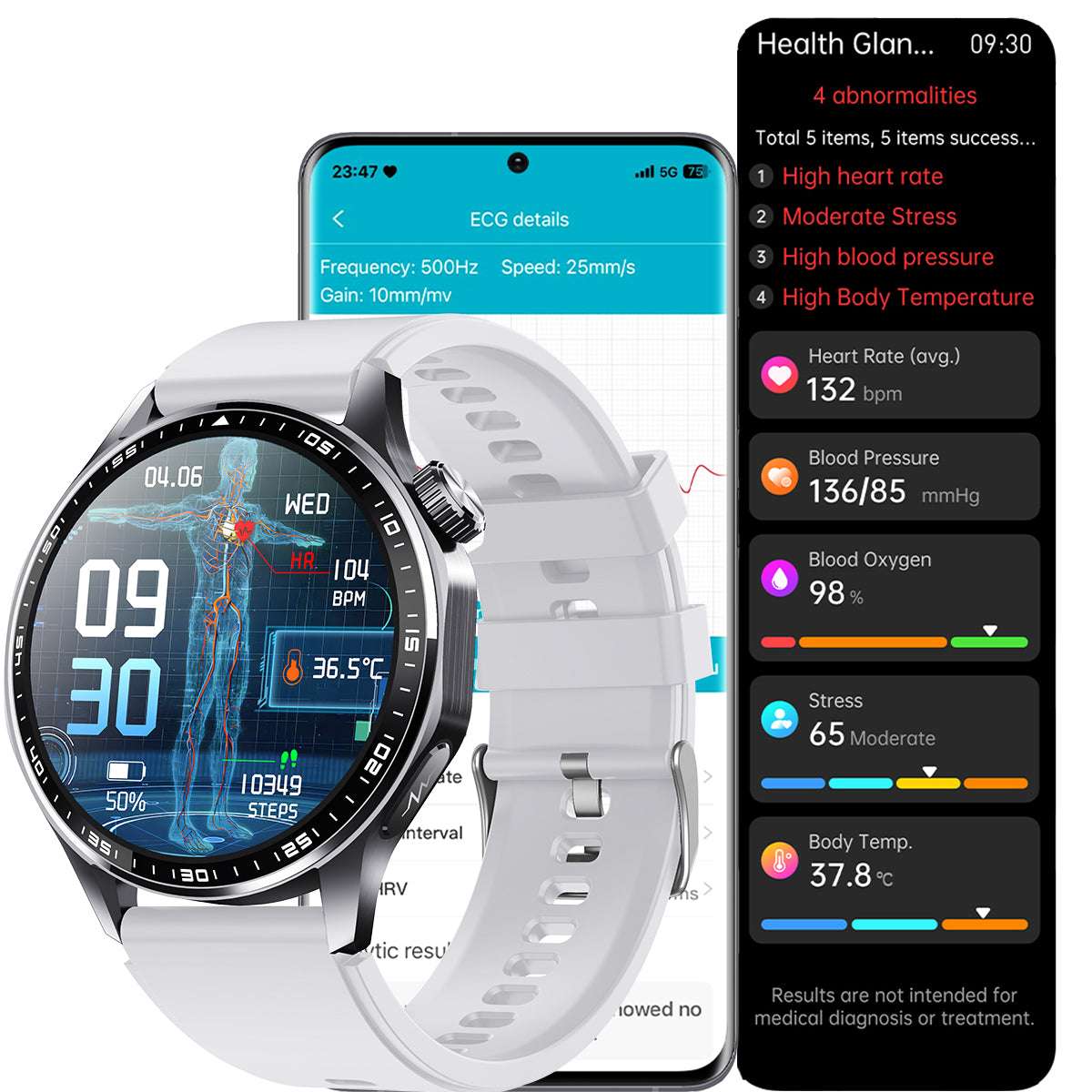 ETERNITY ECG Health Smart Watch – Heart Rate, Blood Oxygen, Body Composition Analysis, Android & iOS Compatible