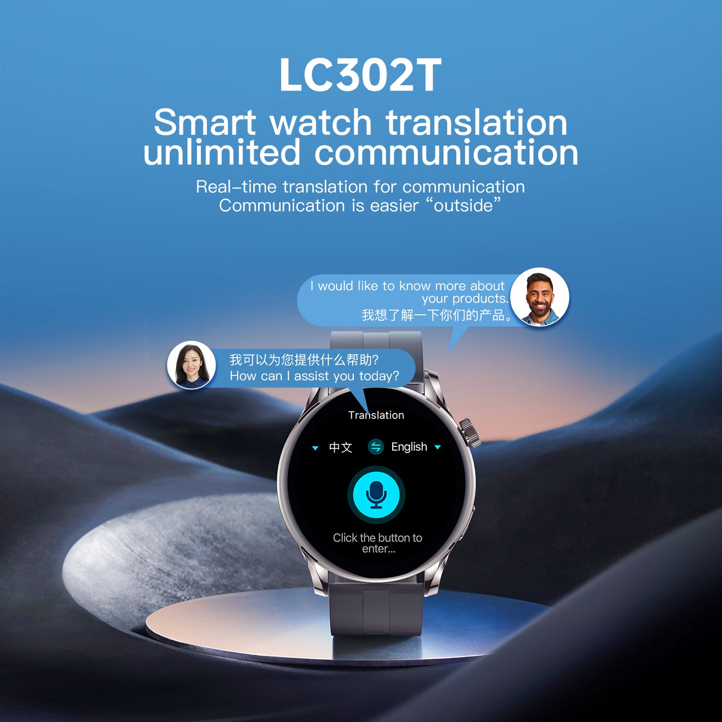 ETERNITY Real-Time Translation Smart Watch – Bluetooth Call, IP68 Waterproof & 230mAh Magnetic Charging