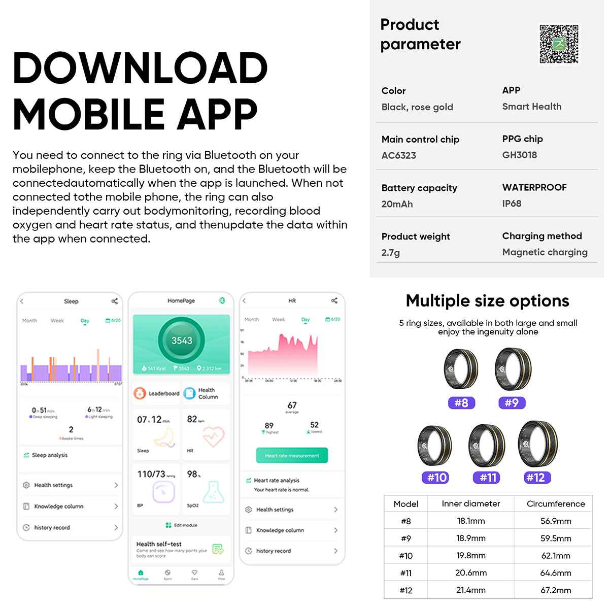 ETERNITY Crosshatch Smart Ring – Woven Texture Design, PPG Monitor, Health & Sleep Tracking, Fitness & Workout Tracking - Fit