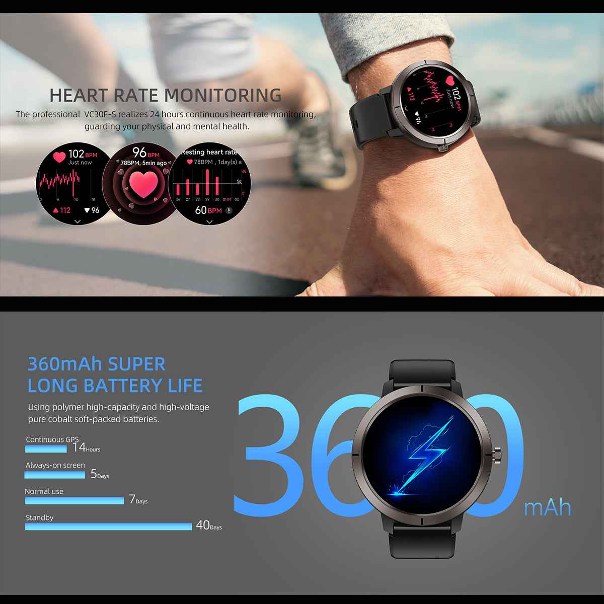 ETERNITY GPS Smart Watch – 1.43” AMOLED, 500mAh Battery, Compass, Altitude & 5ATM Waterproof Sport Watch for Men - Fitness Tr