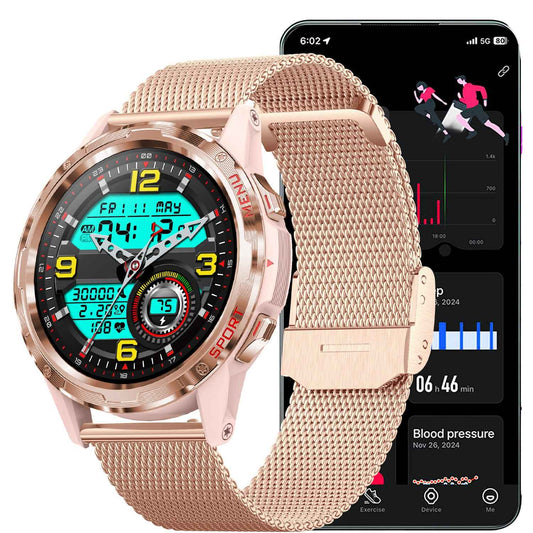 ETERNITY Outdoor Smart Watch – 24H SpO₂, Blood Pressure & Heart Rate Monitoring, Sedentary Reminder, Metal Design - Fitness T