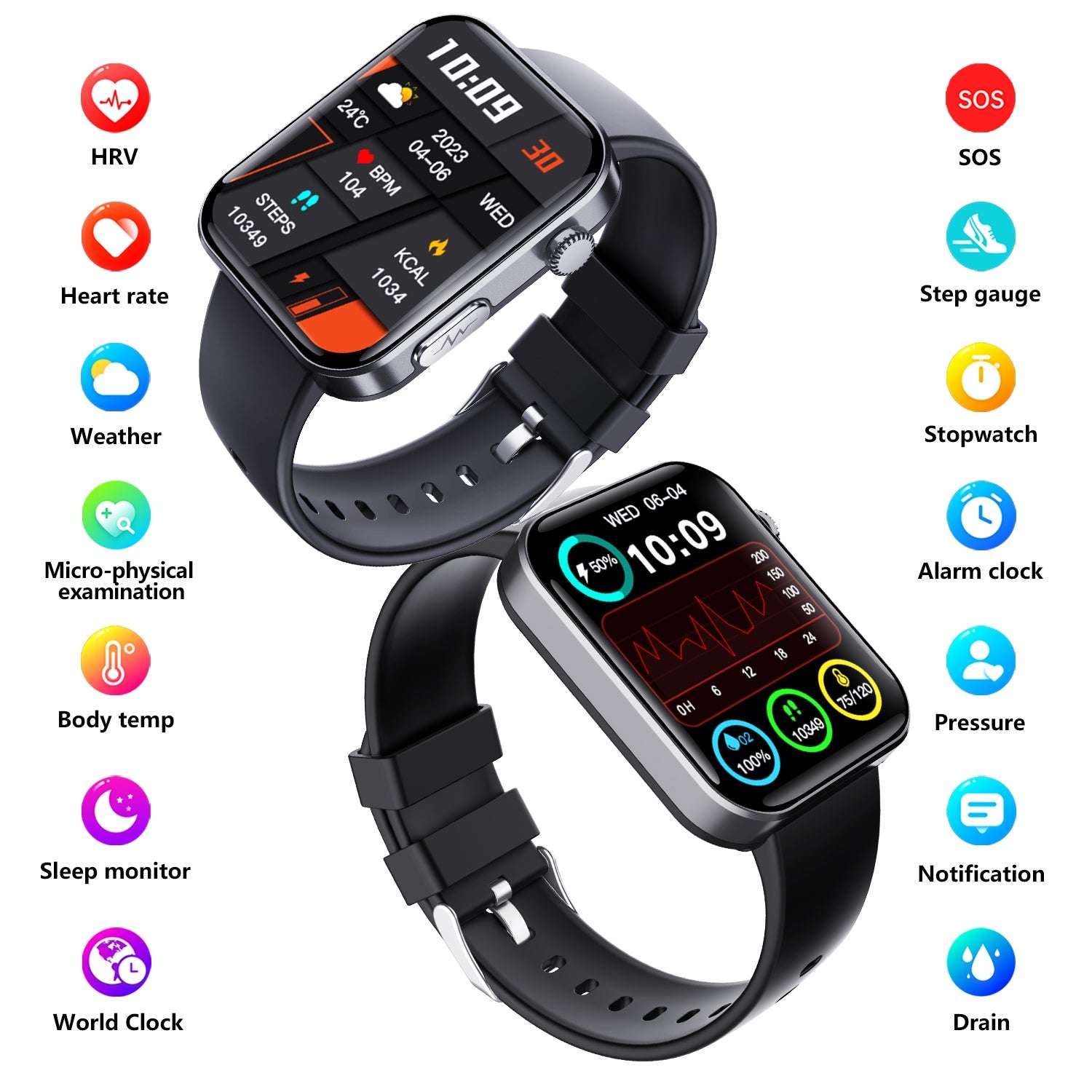 ETERNITY ECG Smart Watch – ECG Measurement, Touchscreen, Sport Health Monitoring & Compass, iOS Compatible - Fitness Tracker