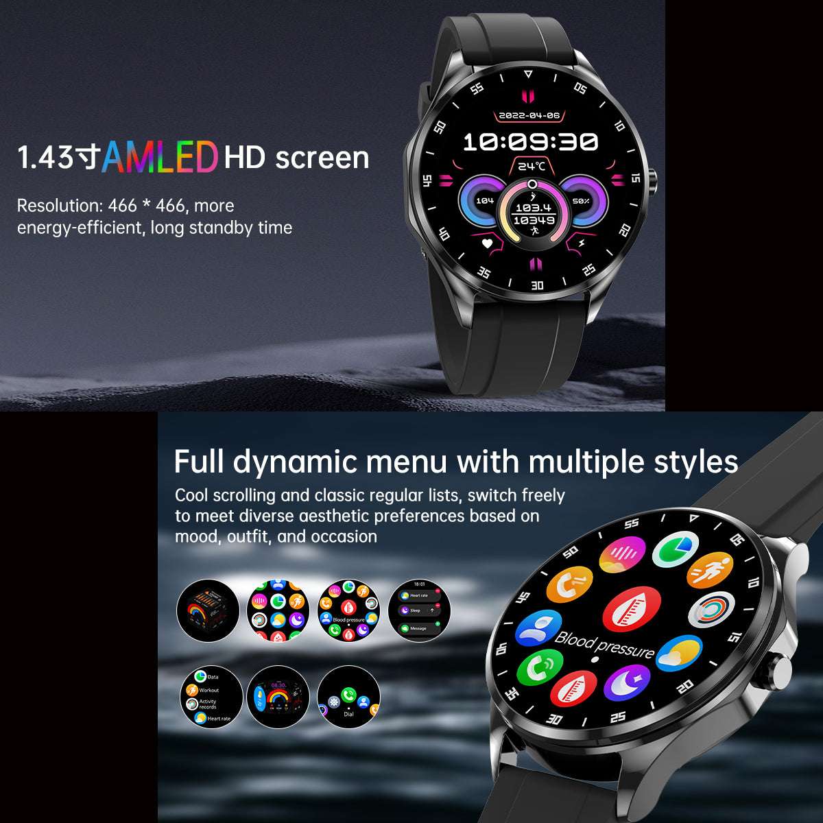 ETERNITY 2-in-1 TWS Smart Watch with Earbuds – AMOLED Display, Bluetooth, Heart Rate, Blood Pressure & SpO2 Monitor, IP67 - F