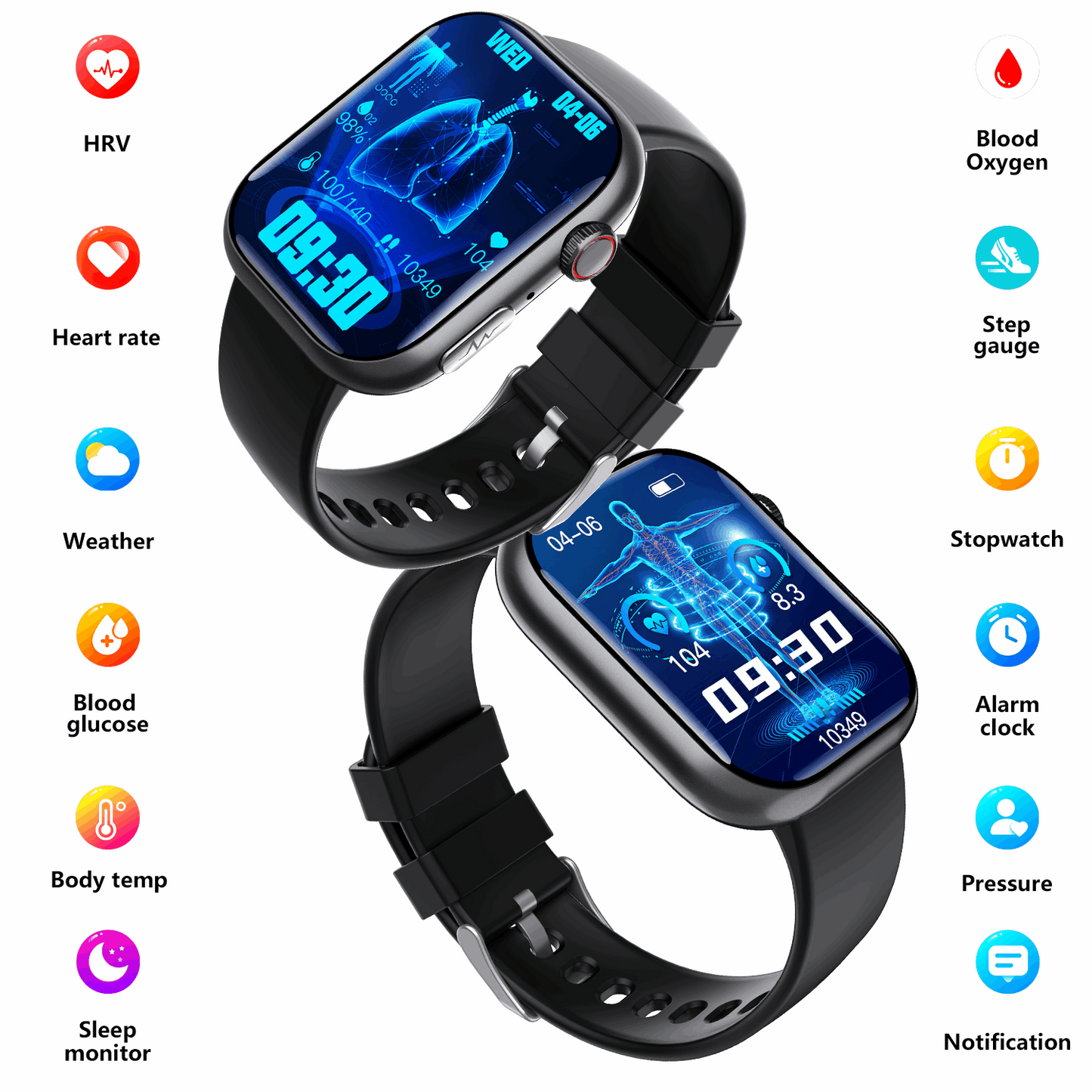 ETERNITY ECG Smart Watch – Heart Rate Monitor, Fall Alarm, Call & Music Features, IP67 Waterproof, iOS Compatible