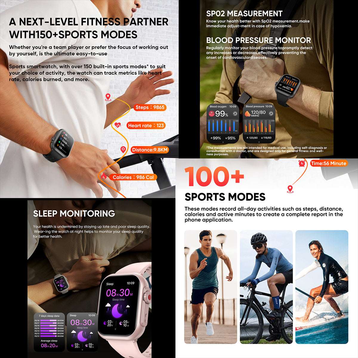 ETERNITY Smart Band – 1000mAh Battery, 1.83” Display, Heart Rate & SpO₂ Monitor, Sleep Tracking & Bluetooth Music - Fitness T