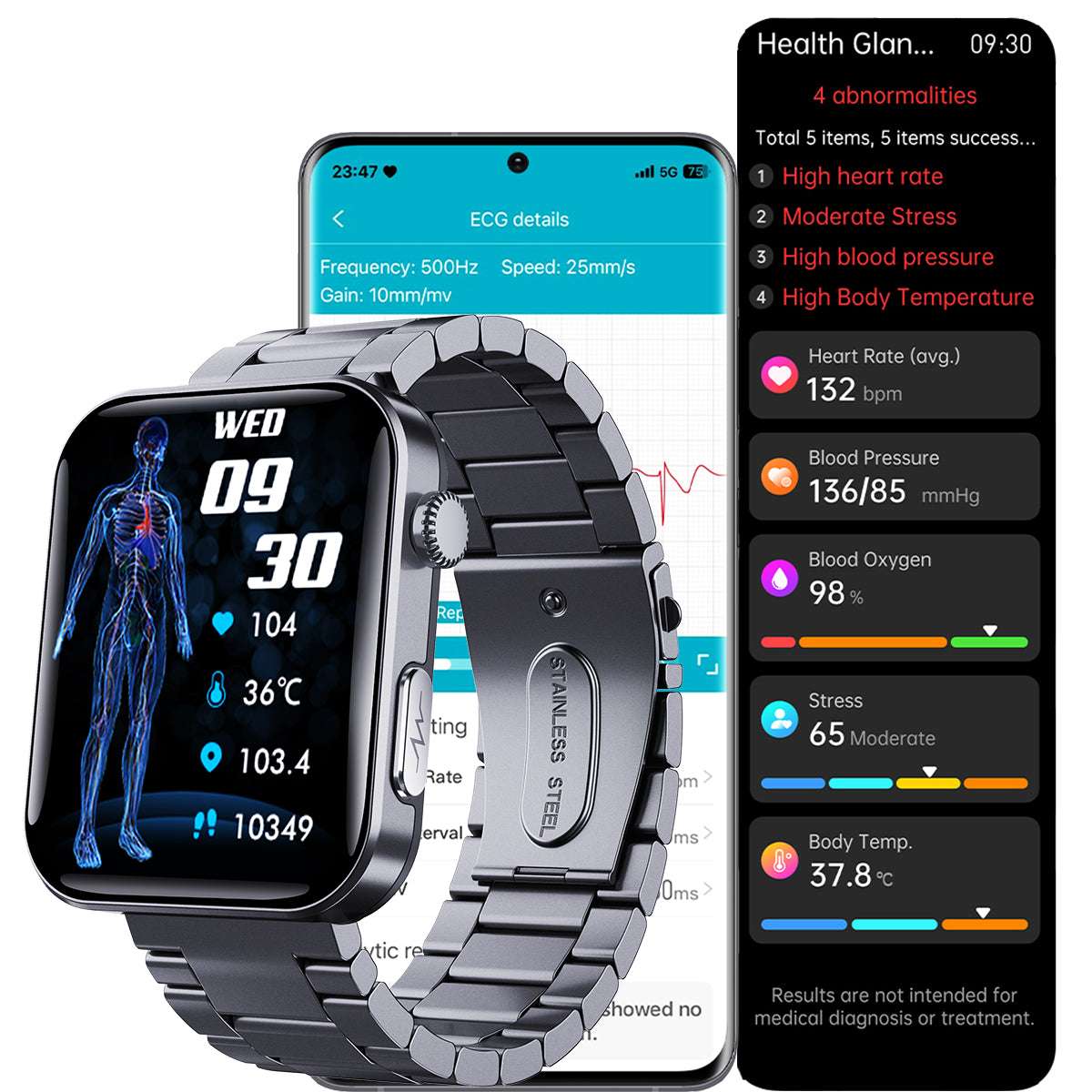 ETERNITY ECG Smart Watch – ECG Measurement, Touchscreen, Sport Health Monitoring & Compass, iOS Compatible - Fitness Tracker