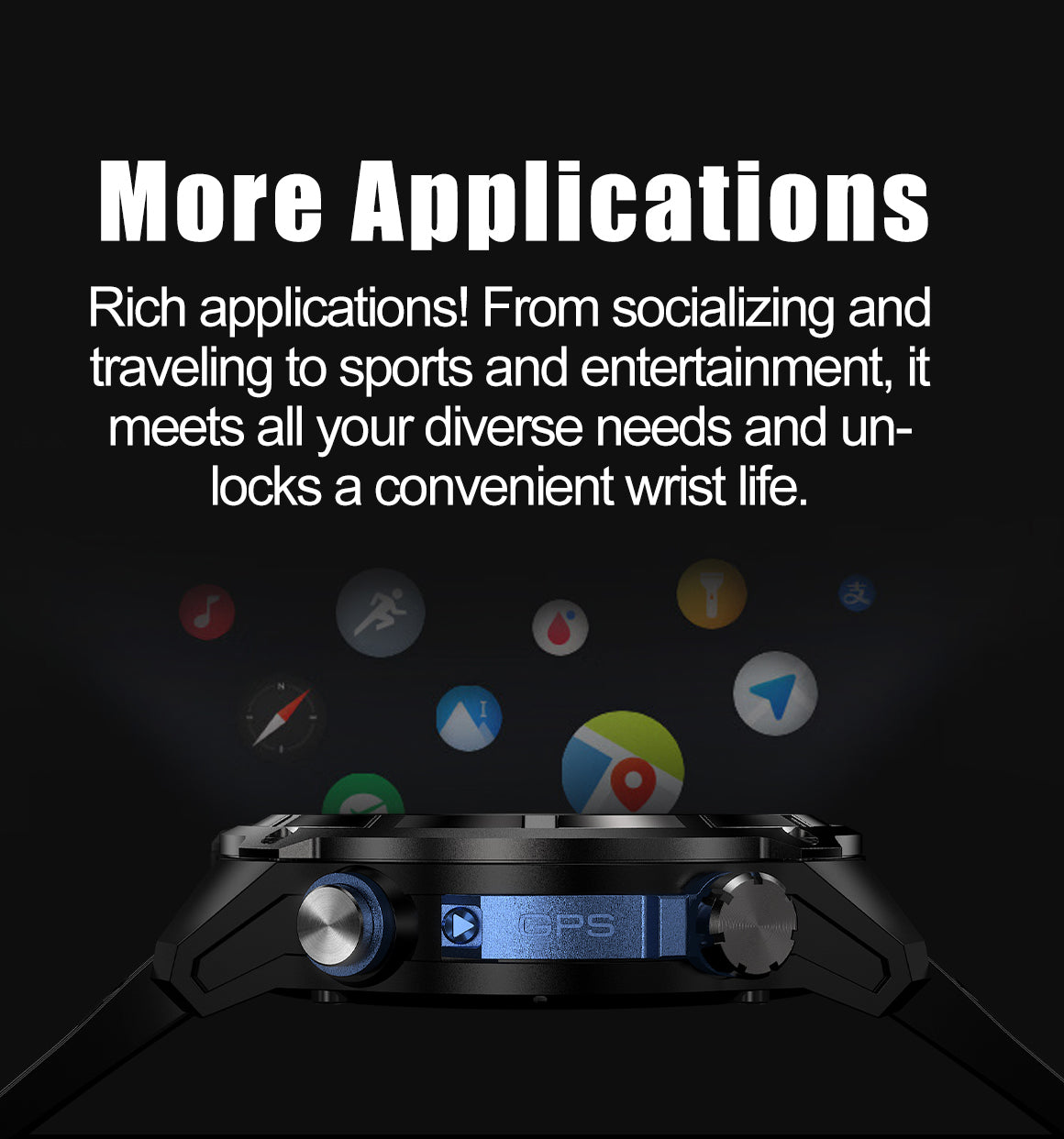 ETERNITY GPS Outdoor Sport Smart Watch – 860mAh Battery, 30-Day Standby, AMOLED Touchscreen, iOS & Android Compatible - Fitne