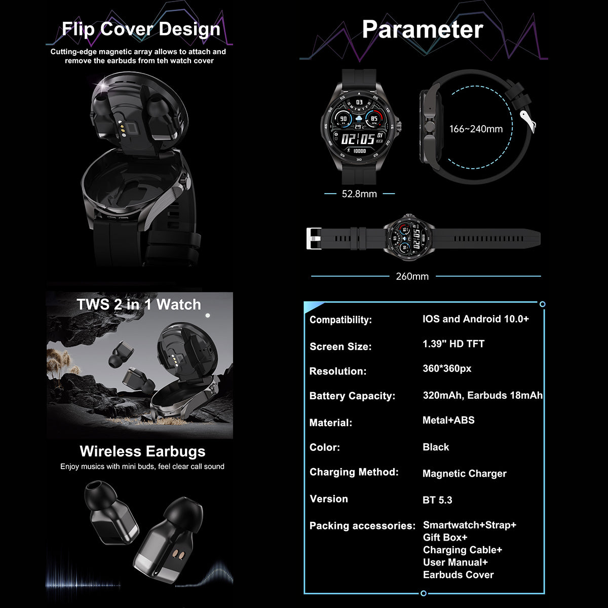 ETERNITY 2-in-1 Smart Watch With Earbuds – 320mAh Power Bank, 3H Playtime & Voice Assistant - Fitness Tracker China Uncategor