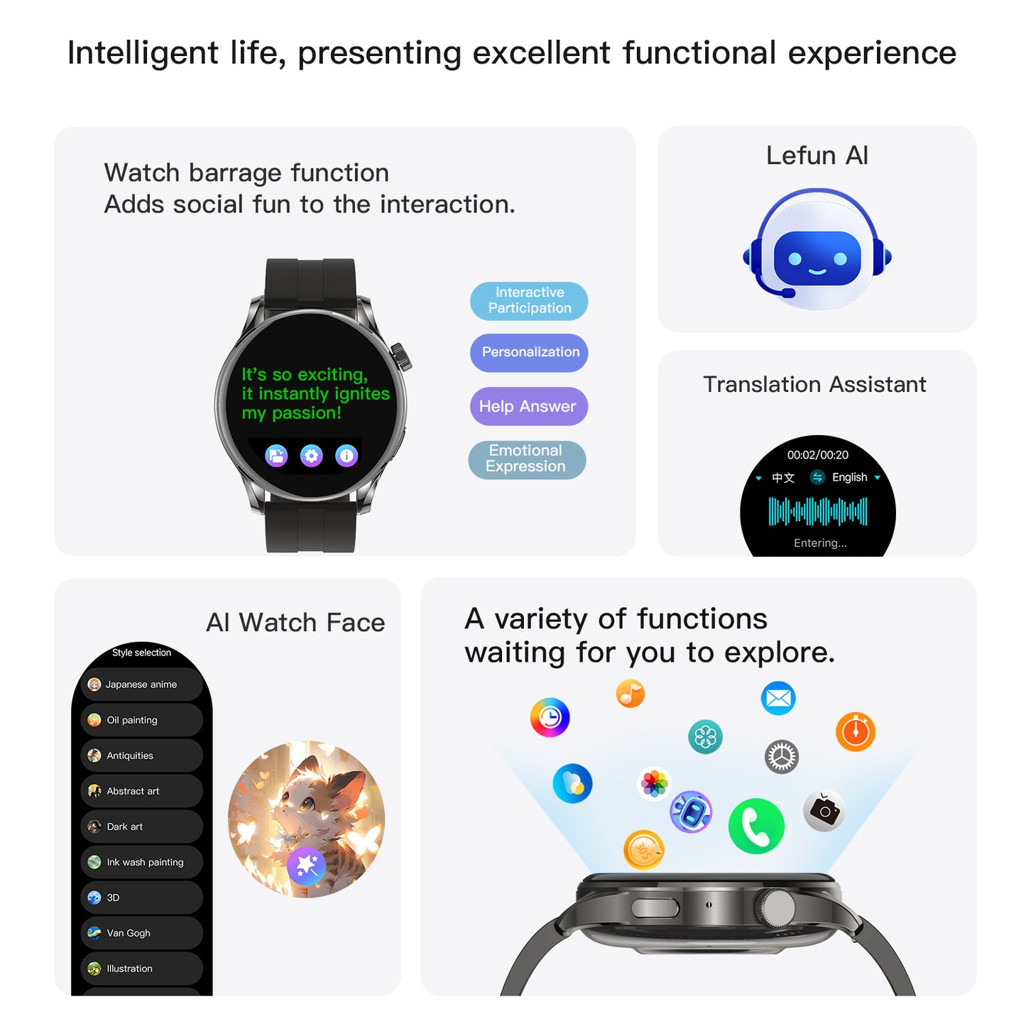 ETERNITY Real-Time Translation Smart Watch – Bluetooth Call, IP68 Waterproof & 230mAh Magnetic Charging