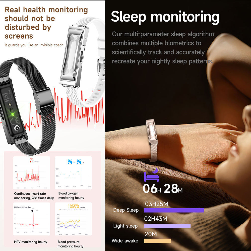 ETERNITY Screenless Fitness Tracker Bracelet – 170 Workout Modes, Couple Interaction, 24H Heart Rate, SpO₂ & Blood Pressure Monitoring