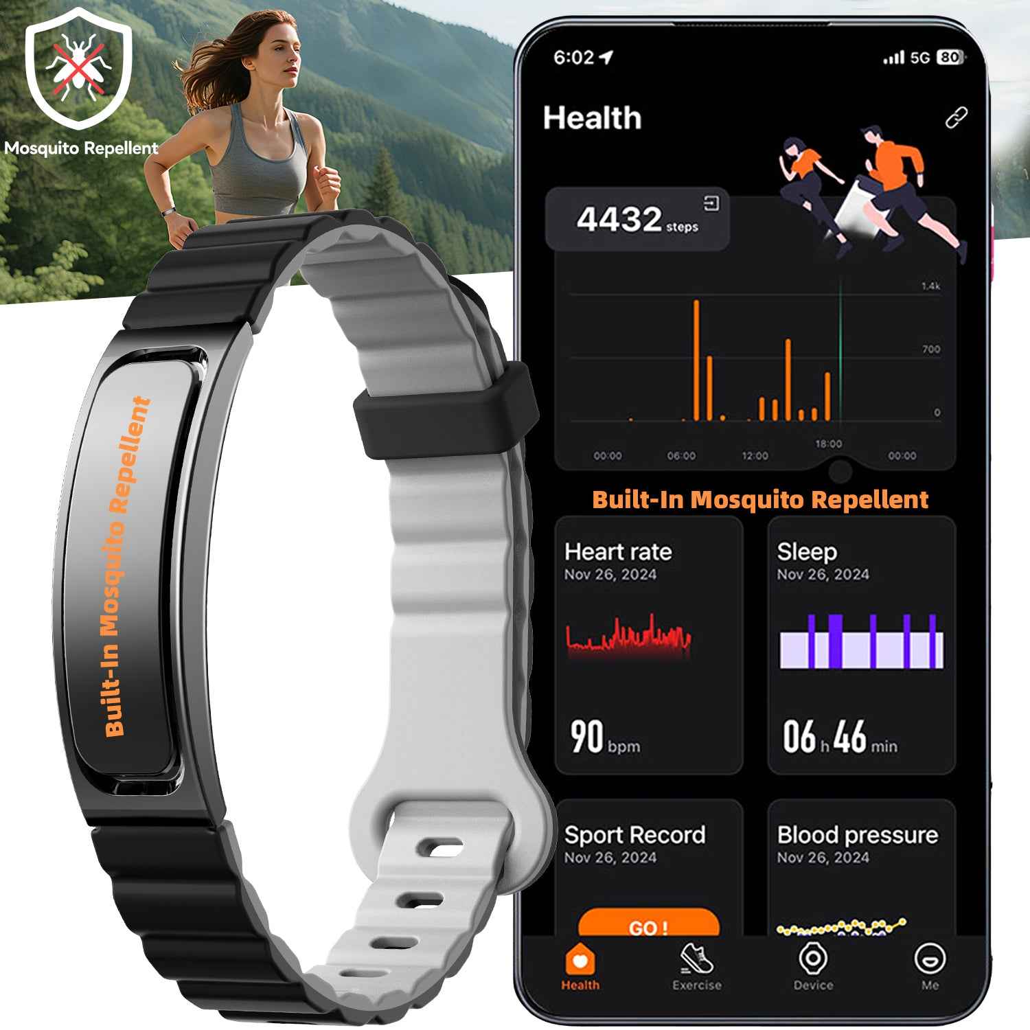 ETERNITY Aromatherapy Fitness Tracker Bracelet – Mosquito Repellent & Health Monitor 2 in 1 - Fitness Tracker China Uncategor