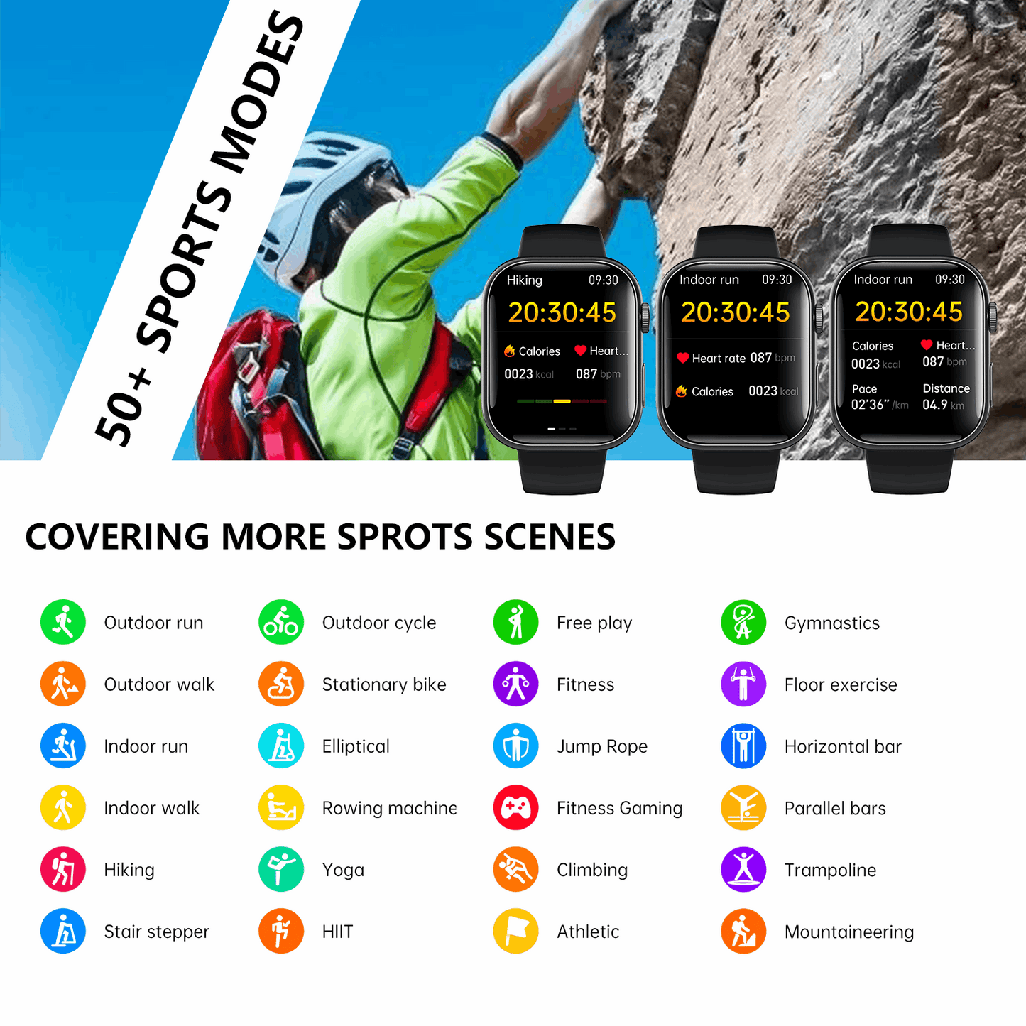 ETERNITY ECG Smart Watch – Heart Rate Monitor, Fall Alarm, Call & Music Features, IP67 Waterproof, iOS Compatible