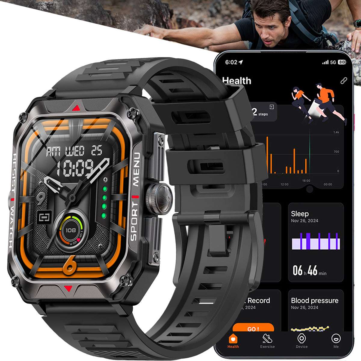 ETERNITY Outdoor Smart Watch – IP67 Waterproof, Heart Rate Monitoring & Fitness Tracker for Men & Women