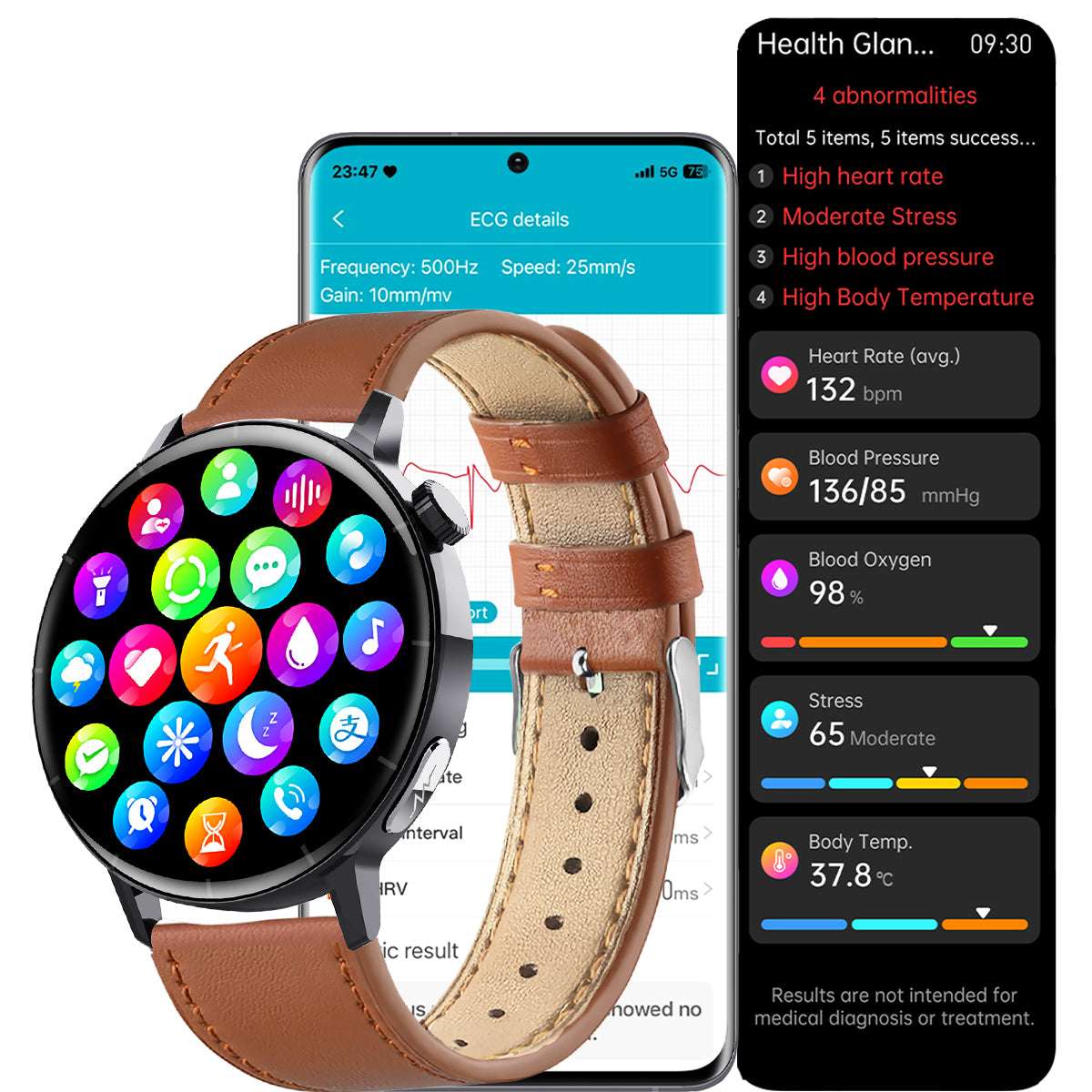 ETERNITY Health ECG Smart Watch – Heart Rate, Blood Oxygen, ECG Monitoring & Message Push