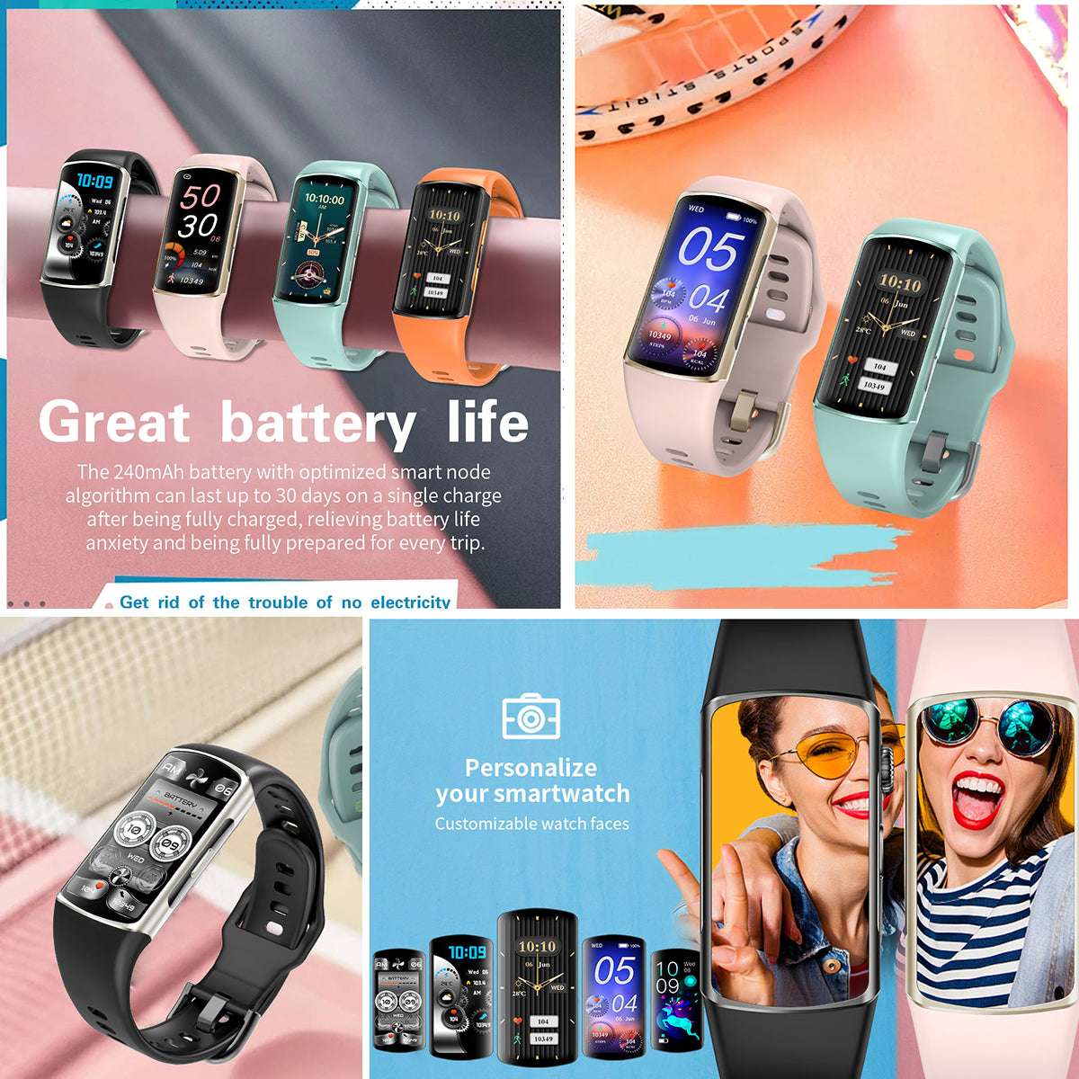 ETERNITY Sports AMOLED Smart Band – 1.58” Display, BT Call, Heart Rate Monitor & IP67 Waterproof