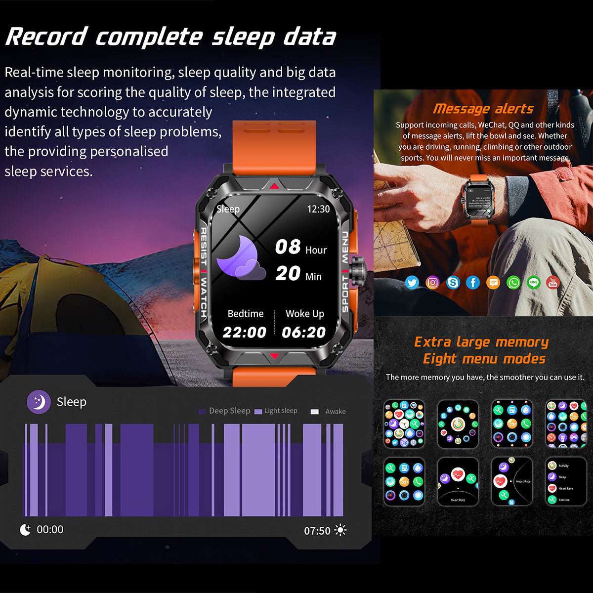 ETERNITY Outdoor Smart Watch – IP67 Waterproof, Heart Rate Monitoring & Fitness Tracker for Men & Women