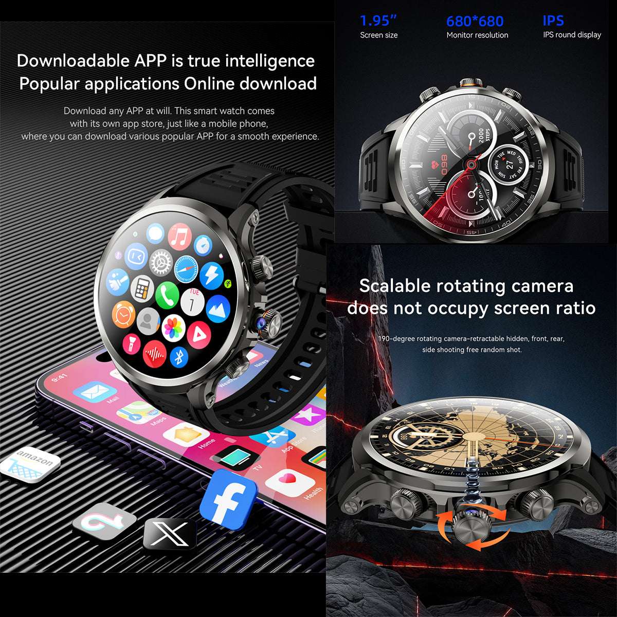 ETERNITY Cellular Smart Watch with SIM Card & HD Camera – WIFI, GPS, Heart Rate & SpO₂ Monitoring