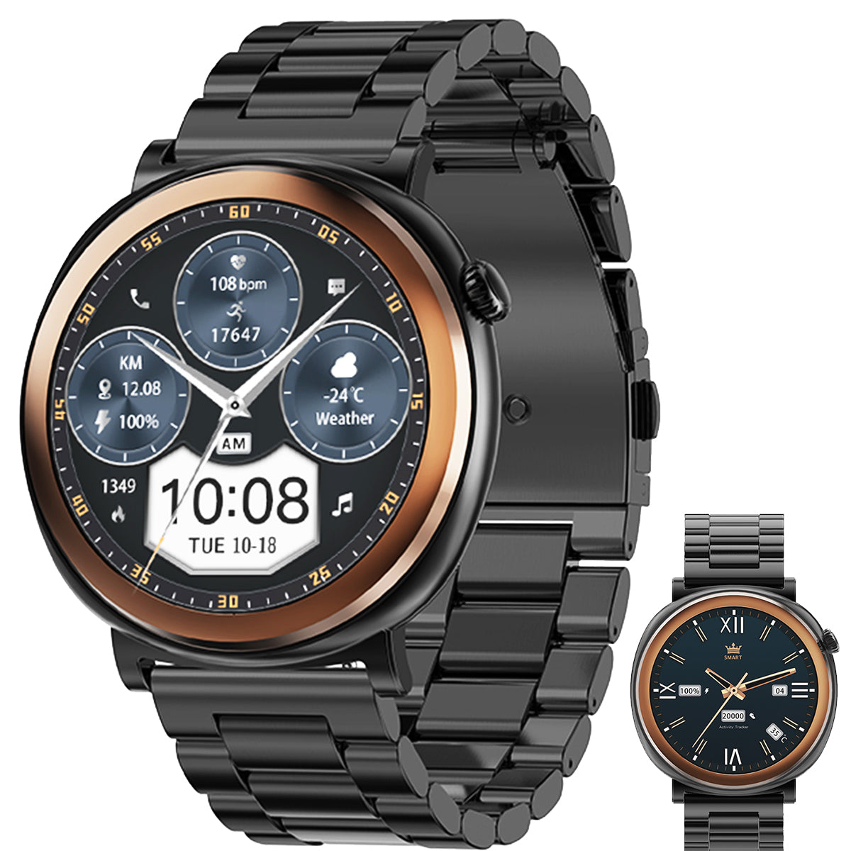 ETERNITY Fitness Smart Watch – 1.43” AMOLED, IP68 Waterproof, Heart Rate Monitor, Wireless Charging & Metal Business Design