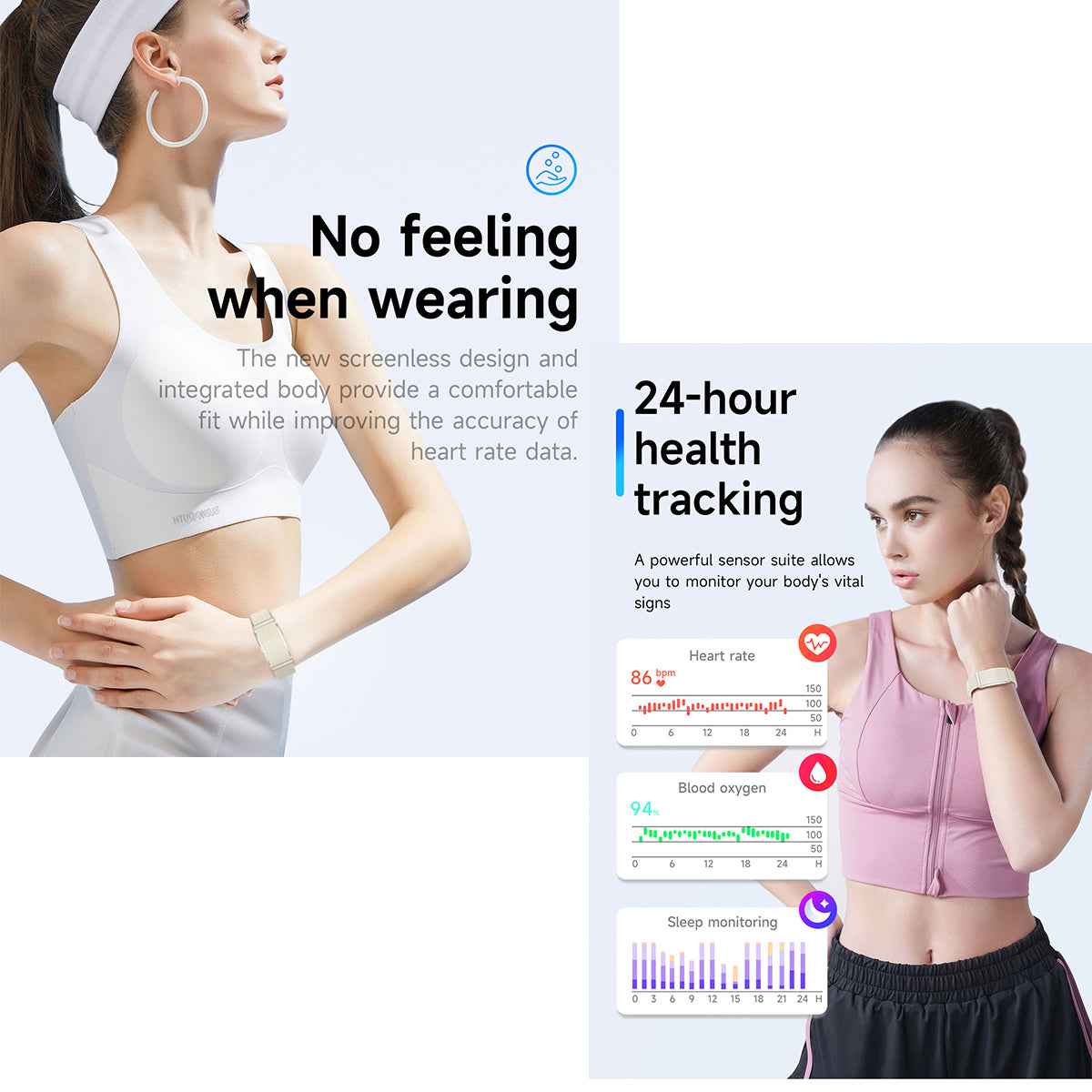ETERNITY Whoop Band Style No Screen Fitness Tracker Double Sensor Bar – Heart Rate Monitor, Sleep Tracking, Waterproof, Nylon