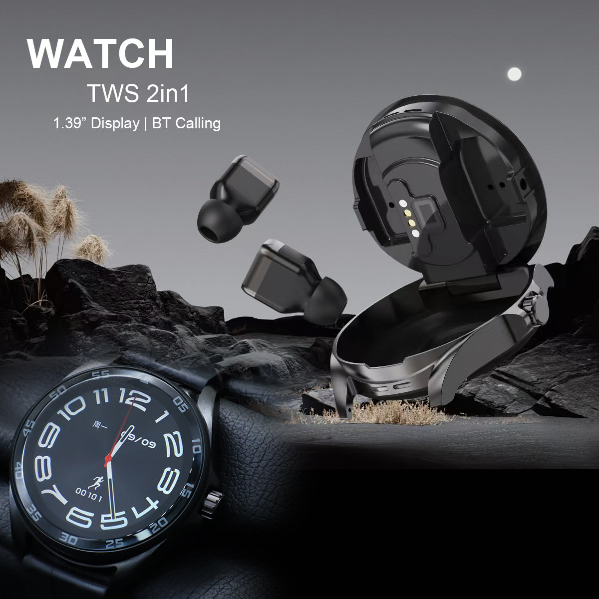 ETERNITY 2-in-1 Smart Watch With Earbuds – 320mAh Power Bank, 3H Playtime & Voice Assistant - Fitness Tracker China Uncategor