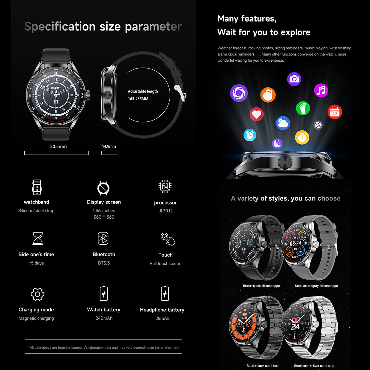 ETERNITY Smart Watch with Earbuds – TFT Screen, 20 Sports Modes & Custom Dial, Bluetooth Call & Weather Alerts - Fitness Trac