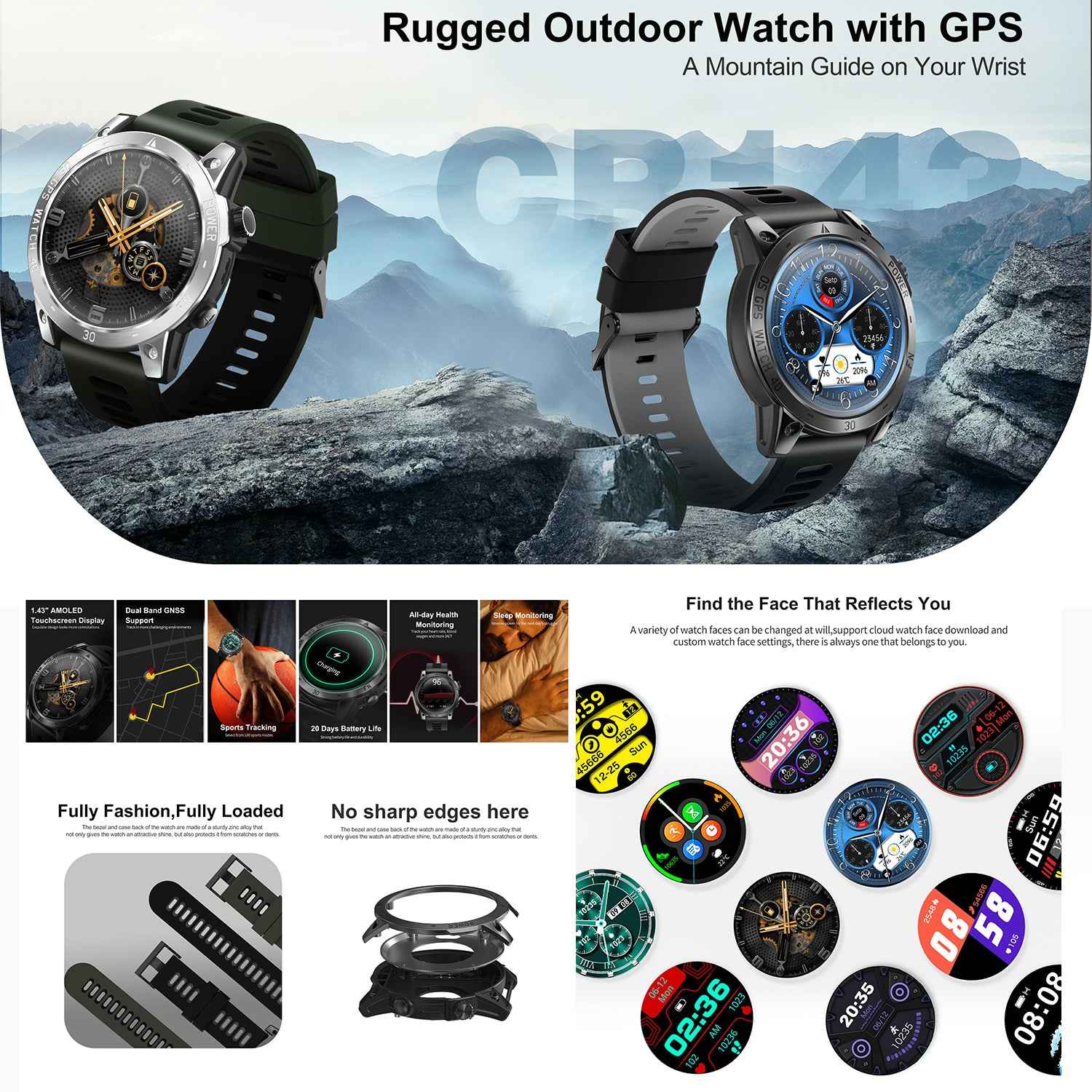 ETERNITY GPS Smart Watch – Bluetooth, Heart Rate & SpO₂ Monitor, 170+ Sports Modes - Fitness Tracker China Uncategorized (Ima