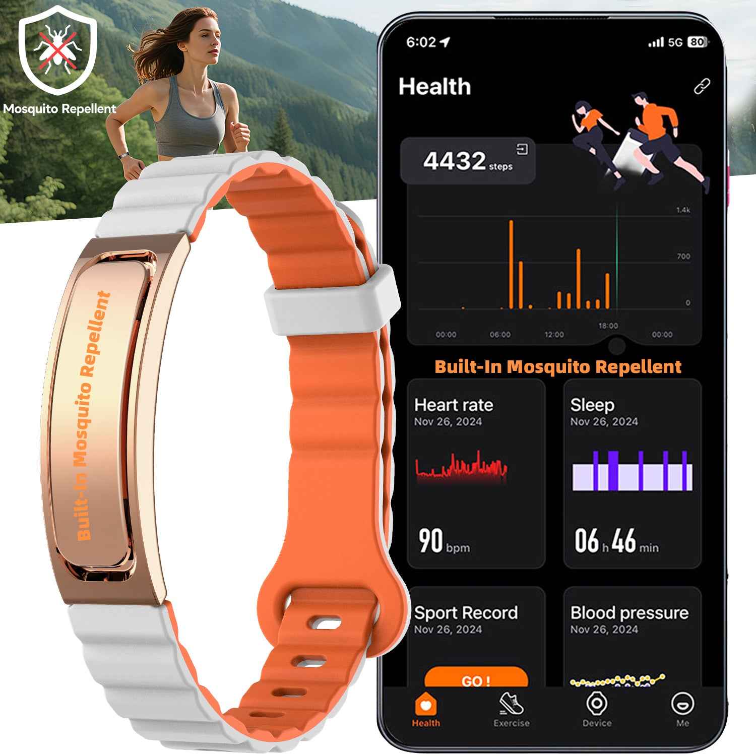 ETERNITY Aromatherapy Fitness Tracker Bracelet – Mosquito Repellent & Health Monitor 2 in 1 - Fitness Tracker China Uncategor