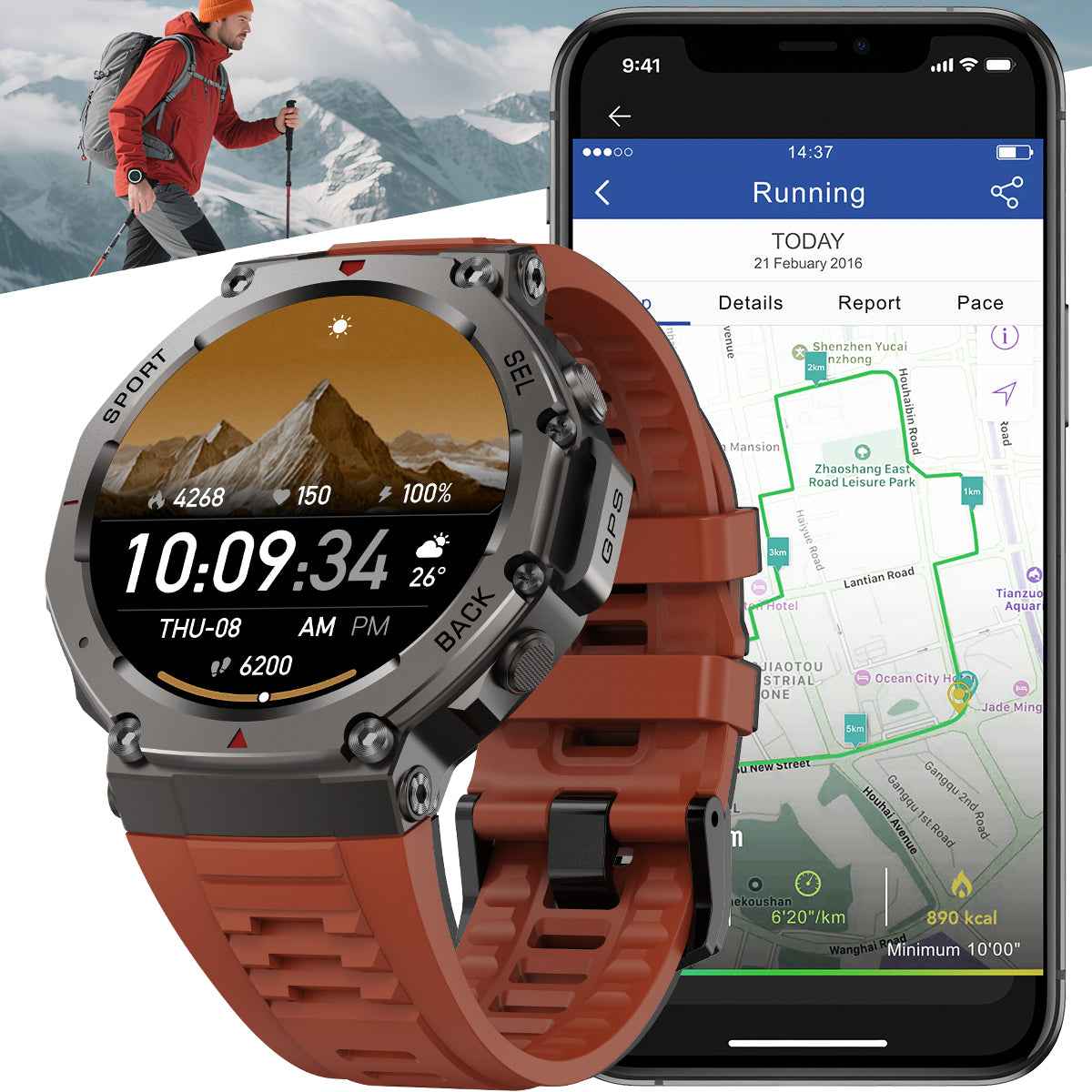 ETERNITY GPS Outdoor Sport Smartwatch – 1.43” AMOLED, 50M Waterproof, Compass & Altitude Tracker - Fitness Tracker China Unca
