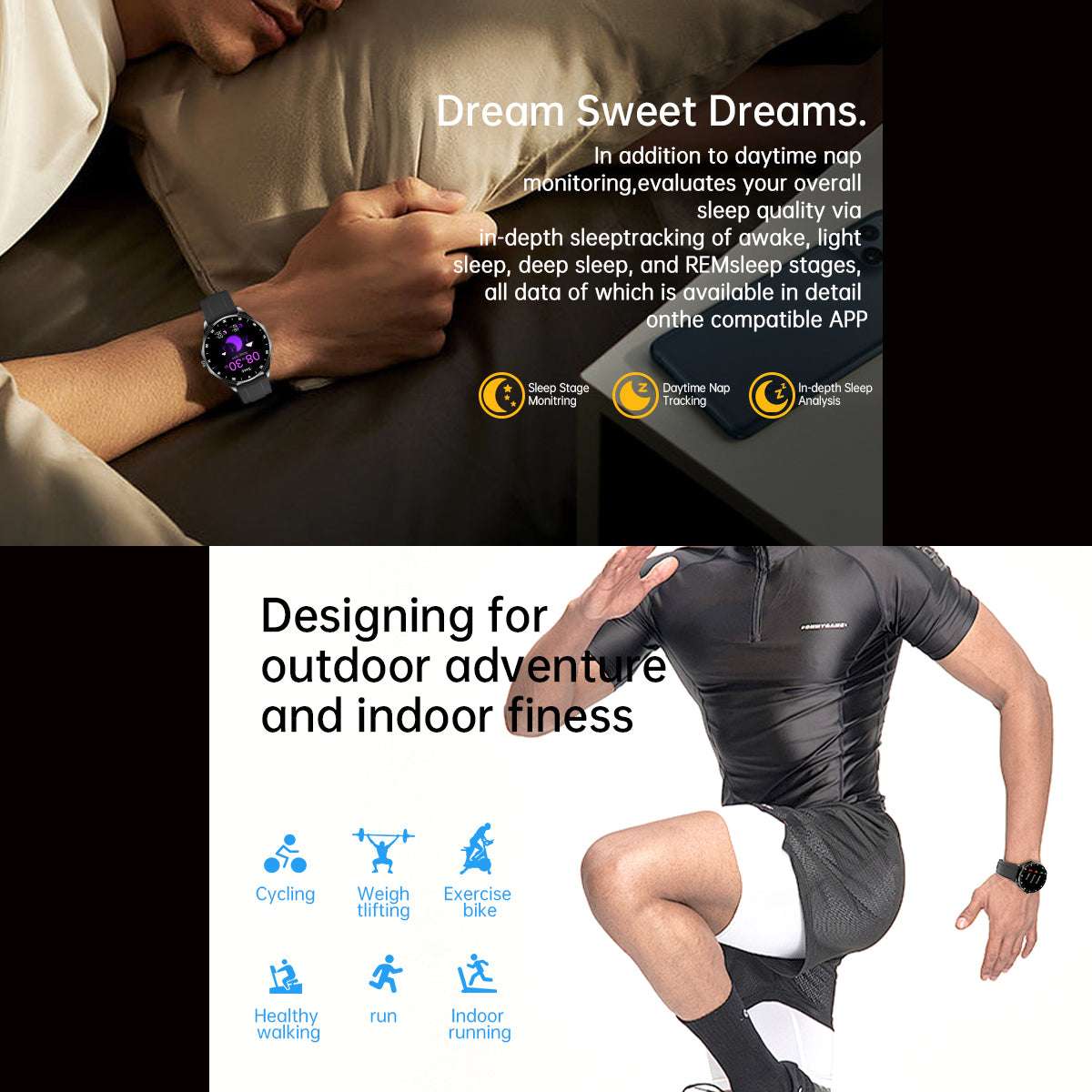 ETERNITY 2-in-1 TWS Smart Watch with Earbuds – AMOLED Display, Bluetooth, Heart Rate, Blood Pressure & SpO2 Monitor, IP67 - F