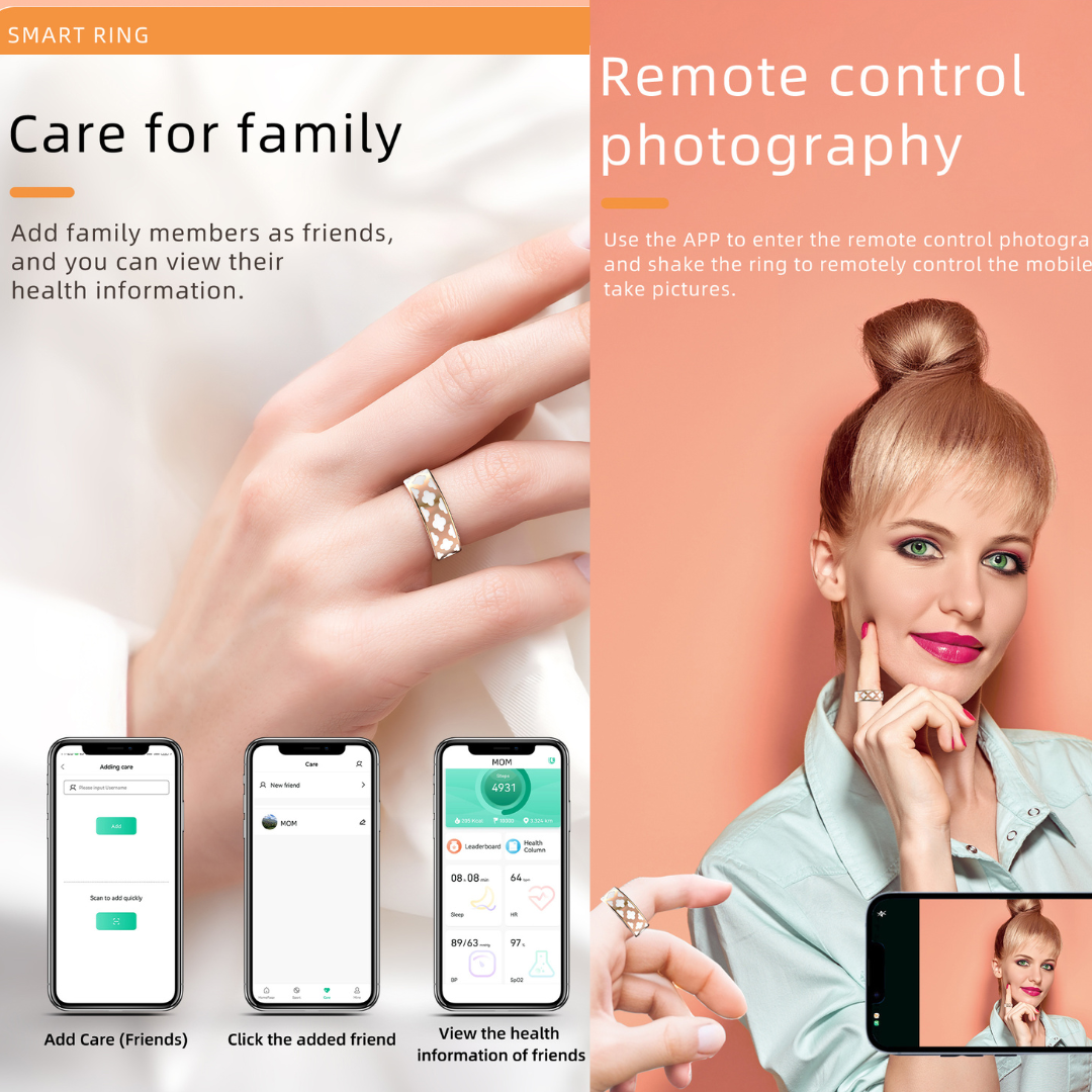 ETERNITY Clover Smart Ring – Clover Motifs, Four-Leaf Design, PPG Monitor, Health, Sleep & Activity Tracking, Fitness Tracker