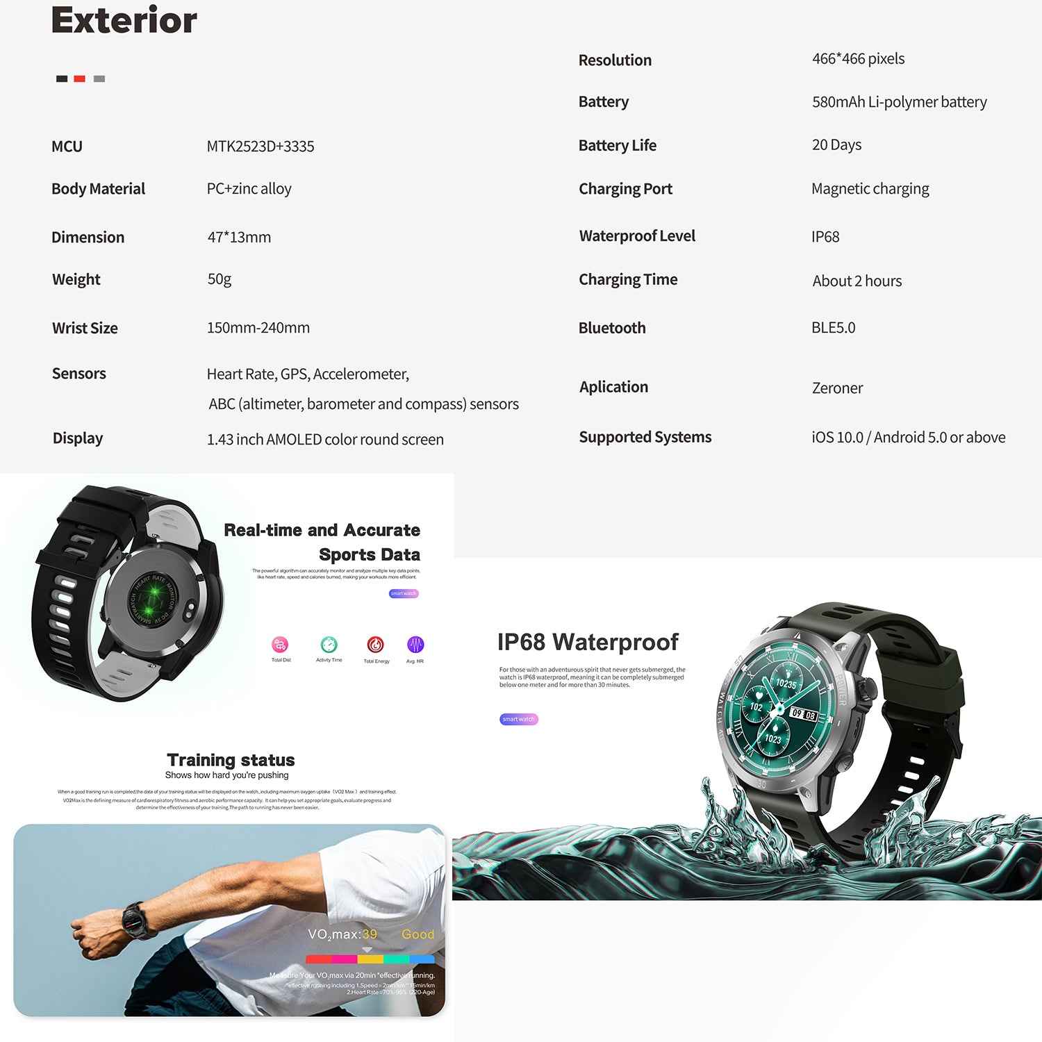 ETERNITY GPS Smart Watch – Bluetooth, Heart Rate & SpO₂ Monitor, 170+ Sports Modes - Fitness Tracker China Uncategorized (Ima