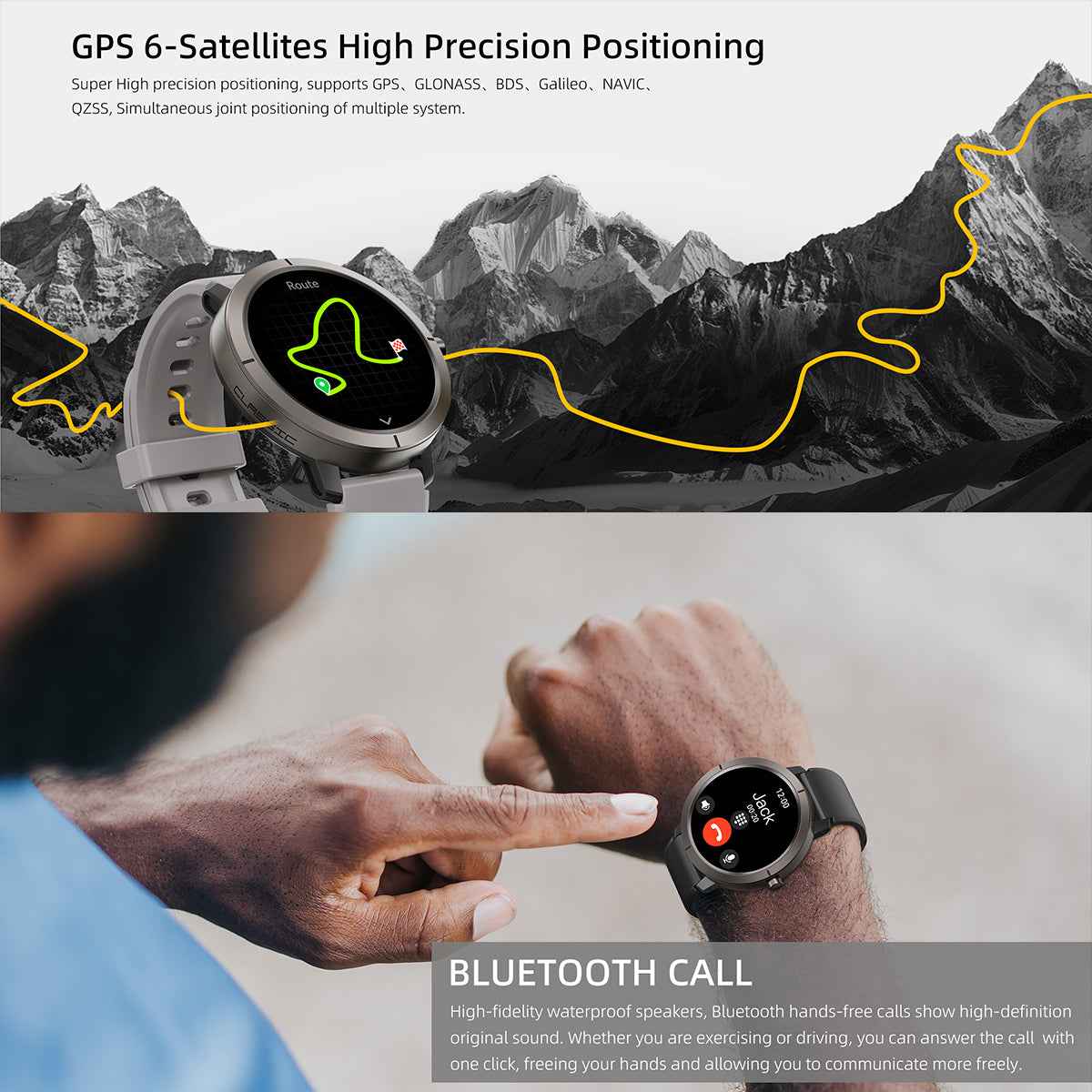 ETERNITY GPS Smart Watch – 1.43” AMOLED, 500mAh Battery, Compass, Altitude & 5ATM Waterproof Sport Watch for Men - Fitness Tr