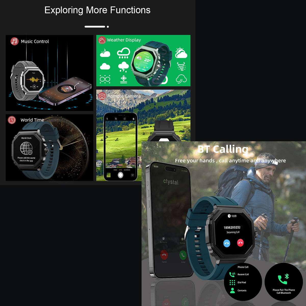 ETERNITY Talking Smart Watch Fitness Tracker – AMOLED Screen, Heart Rate, Oximetry & Blood Pressure Monitoring