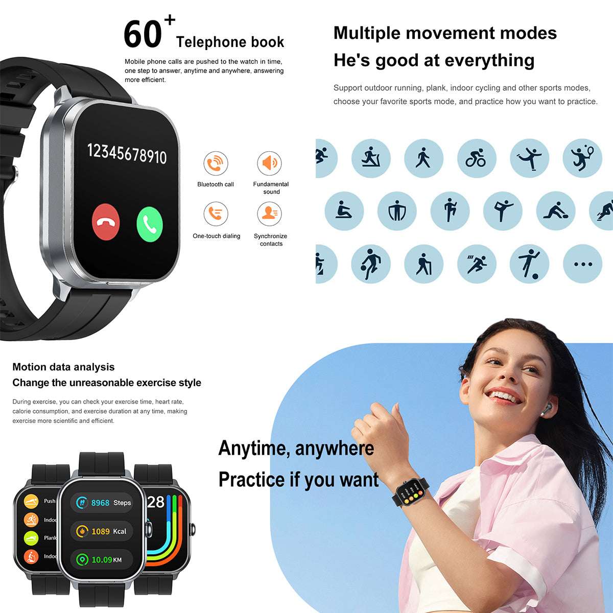 ETERNITY TFT Smart Watch with Earbuds – 240mAh Battery, NFC, Heart Rate & Blood Oxygen Monitor
