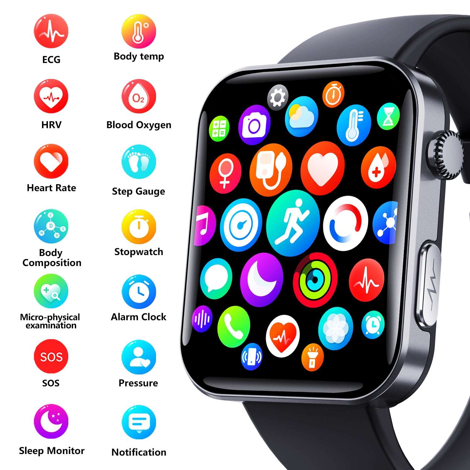 ETERNITY ECG Smart Watch – ECG Measurement, Touchscreen, Sport Health Monitoring & Compass, iOS Compatible - Fitness Tracker