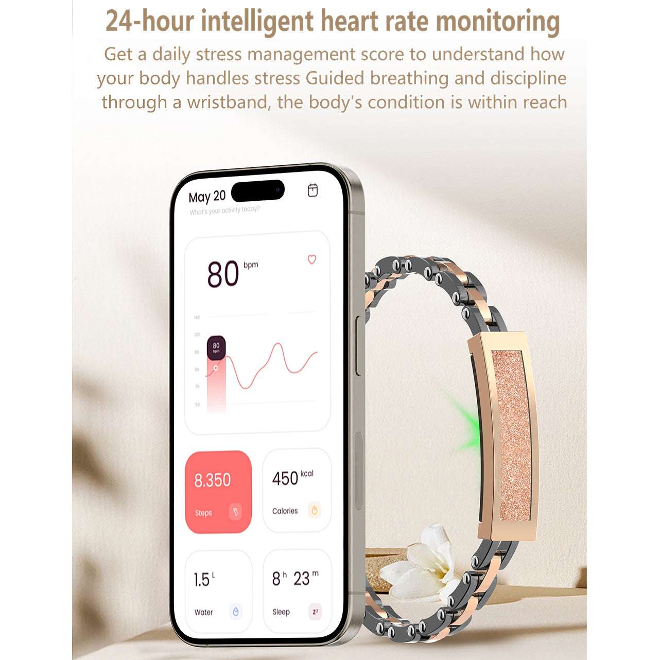 ETERNITY No Screen Elegant Fitness Tracker for Women – Heart Rate, Calories & Cycle Monitoring - Fitness Tracker China Uncate