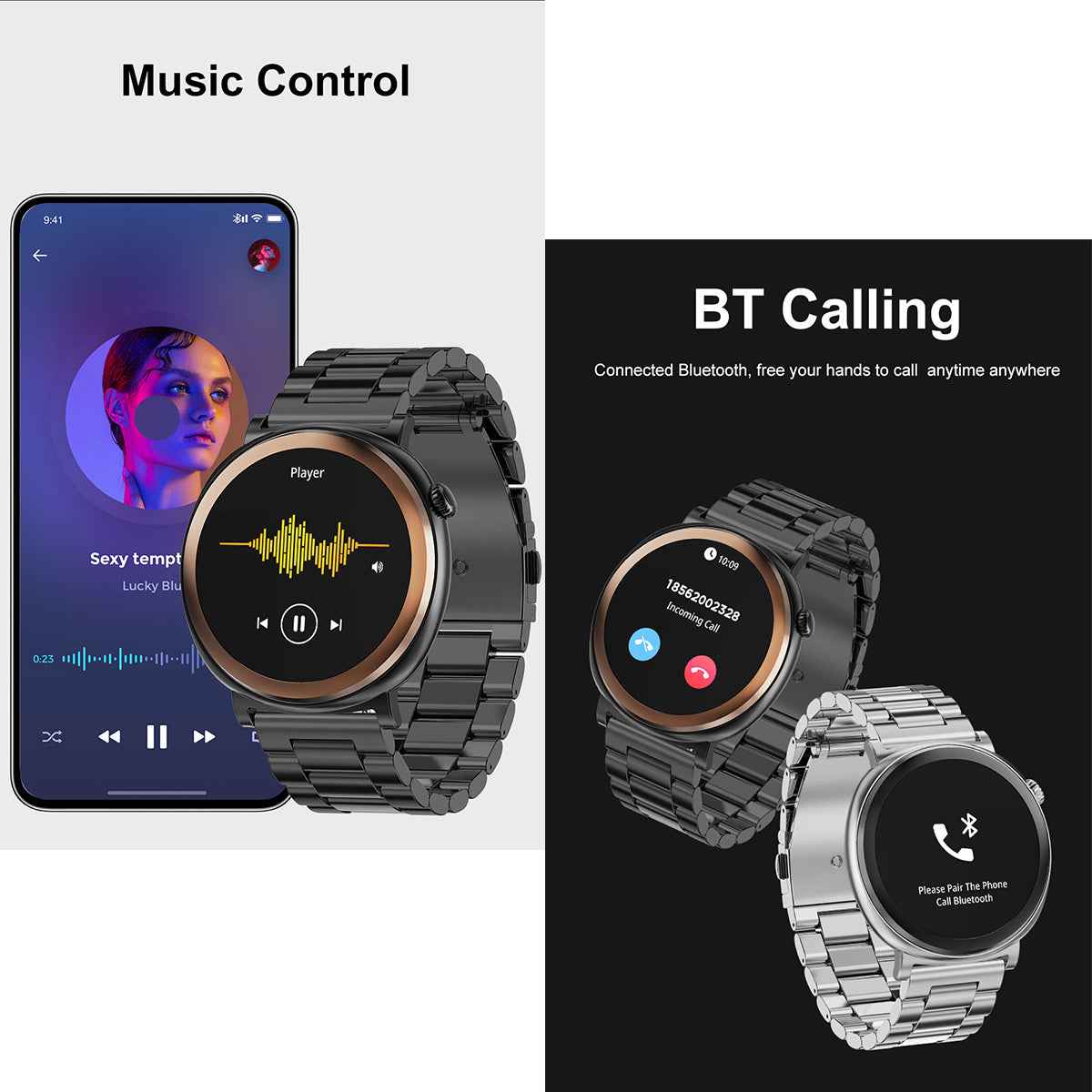 ETERNITY Fitness Smart Watch – 1.43” AMOLED, IP68 Waterproof, Heart Rate Monitor, Wireless Charging & Metal Business Design