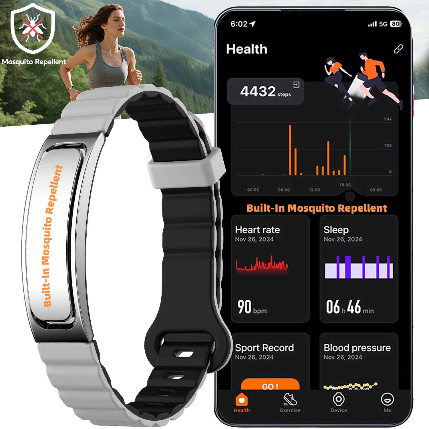ETERNITY Aromatherapy Fitness Tracker Bracelet – Mosquito Repellent & Health Monitor 2 in 1 - Fitness Tracker China Uncategor
