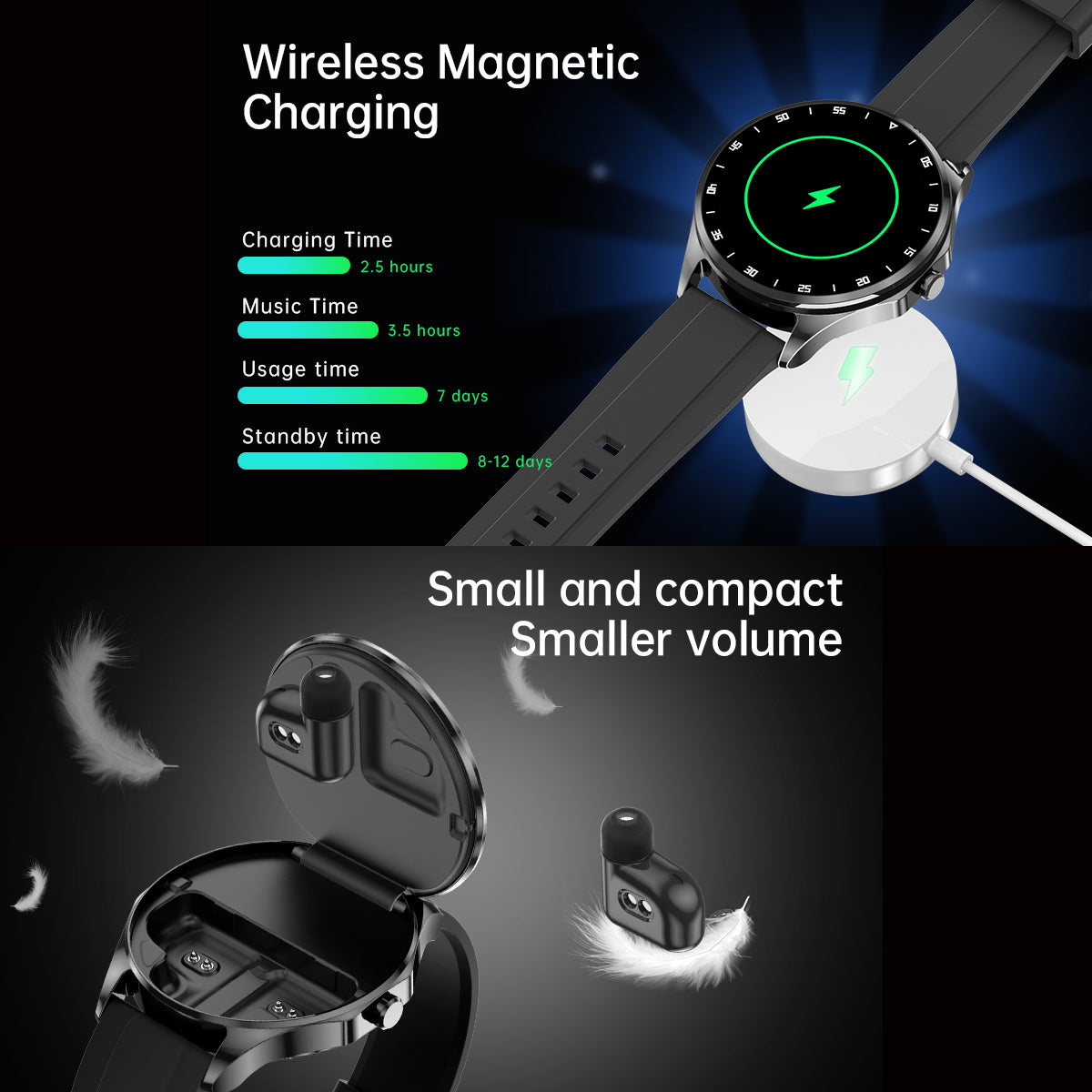 ETERNITY 2-in-1 TWS Smart Watch with Earbuds – AMOLED Display, Bluetooth, Heart Rate, Blood Pressure & SpO2 Monitor, IP67 - F