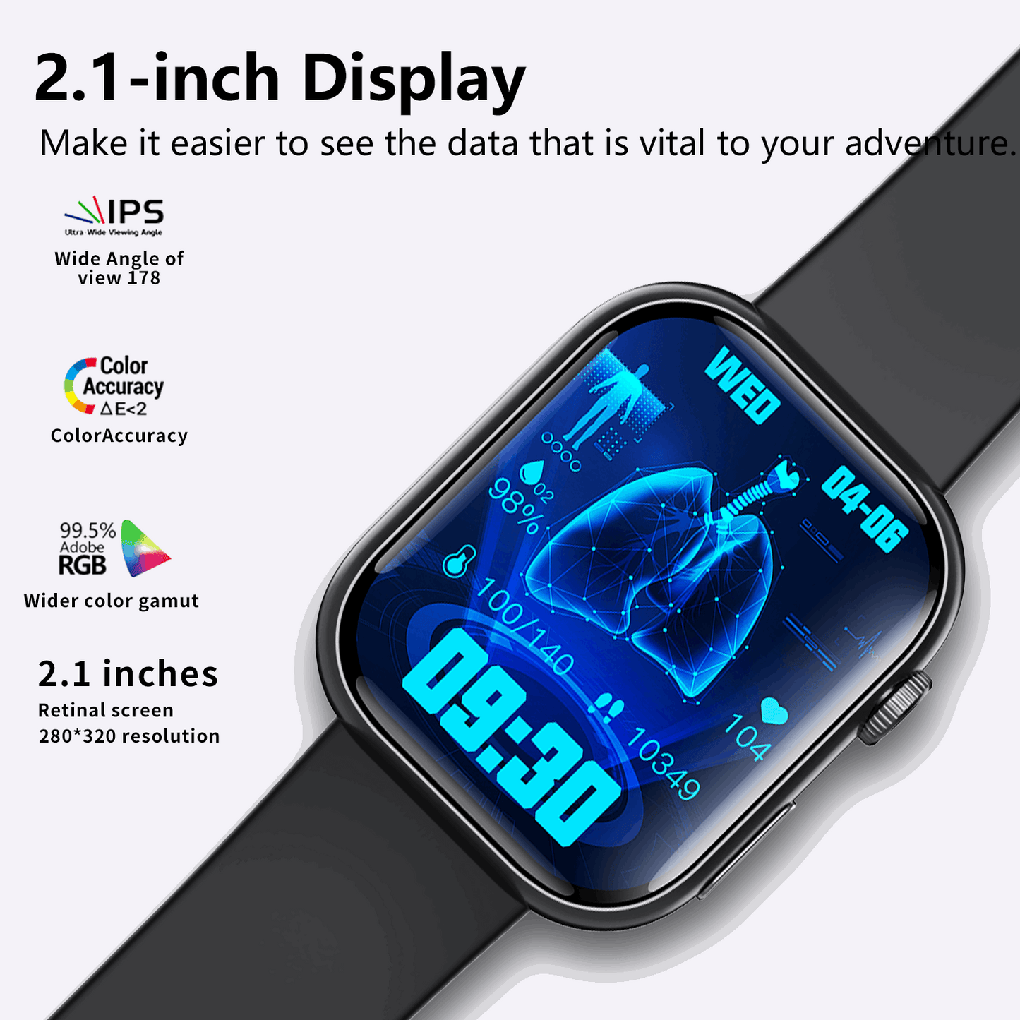 ETERNITY ECG Smart Watch – Heart Rate Monitor, Fall Alarm, Call & Music Features, IP67 Waterproof, iOS Compatible