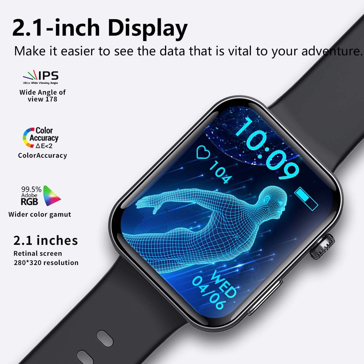 ETERNITY ECG Smart Watch – ECG Measurement, Touchscreen, Sport Health Monitoring & Compass, iOS Compatible