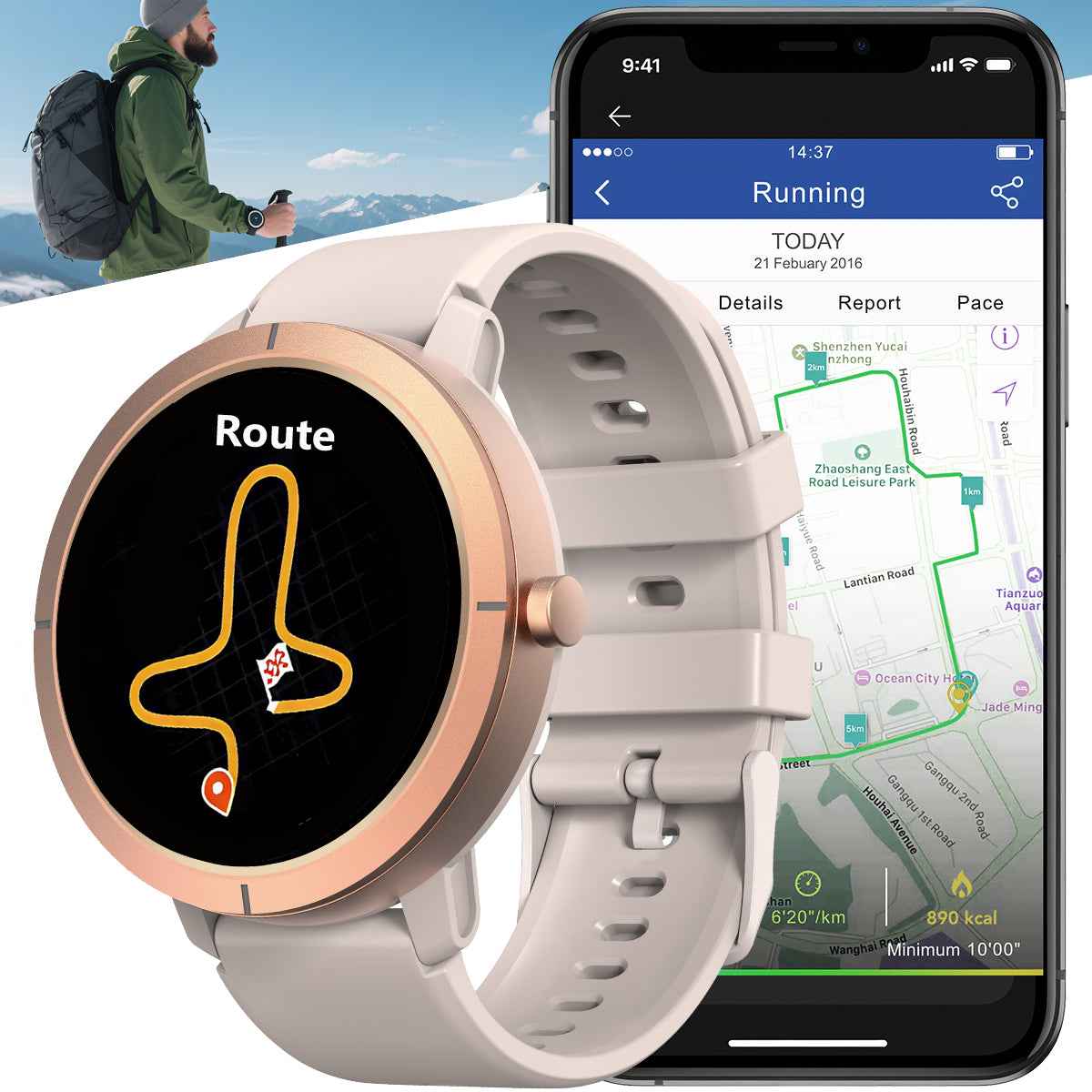 ETERNITY GPS Smart Watch – 1.43” AMOLED, 500mAh Battery, Compass, Altitude & 5ATM Waterproof Sport Watch for Men - Fitness Tr